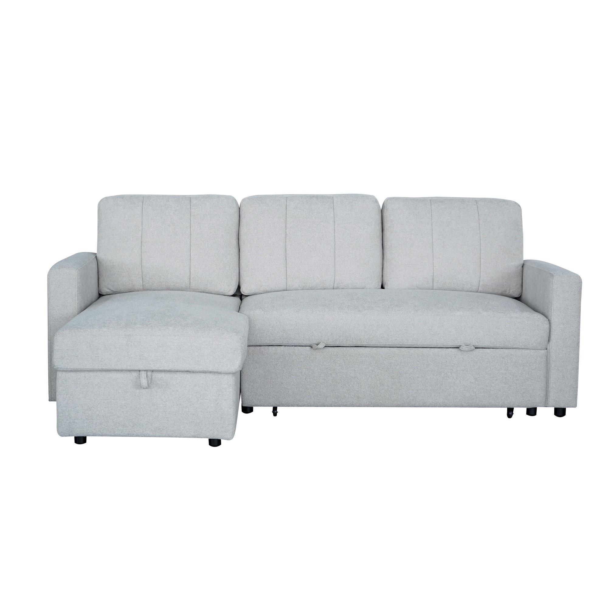 Grey - Aspire - Nexis Corner Sofa Bed with Storage, Chaise on the - 2