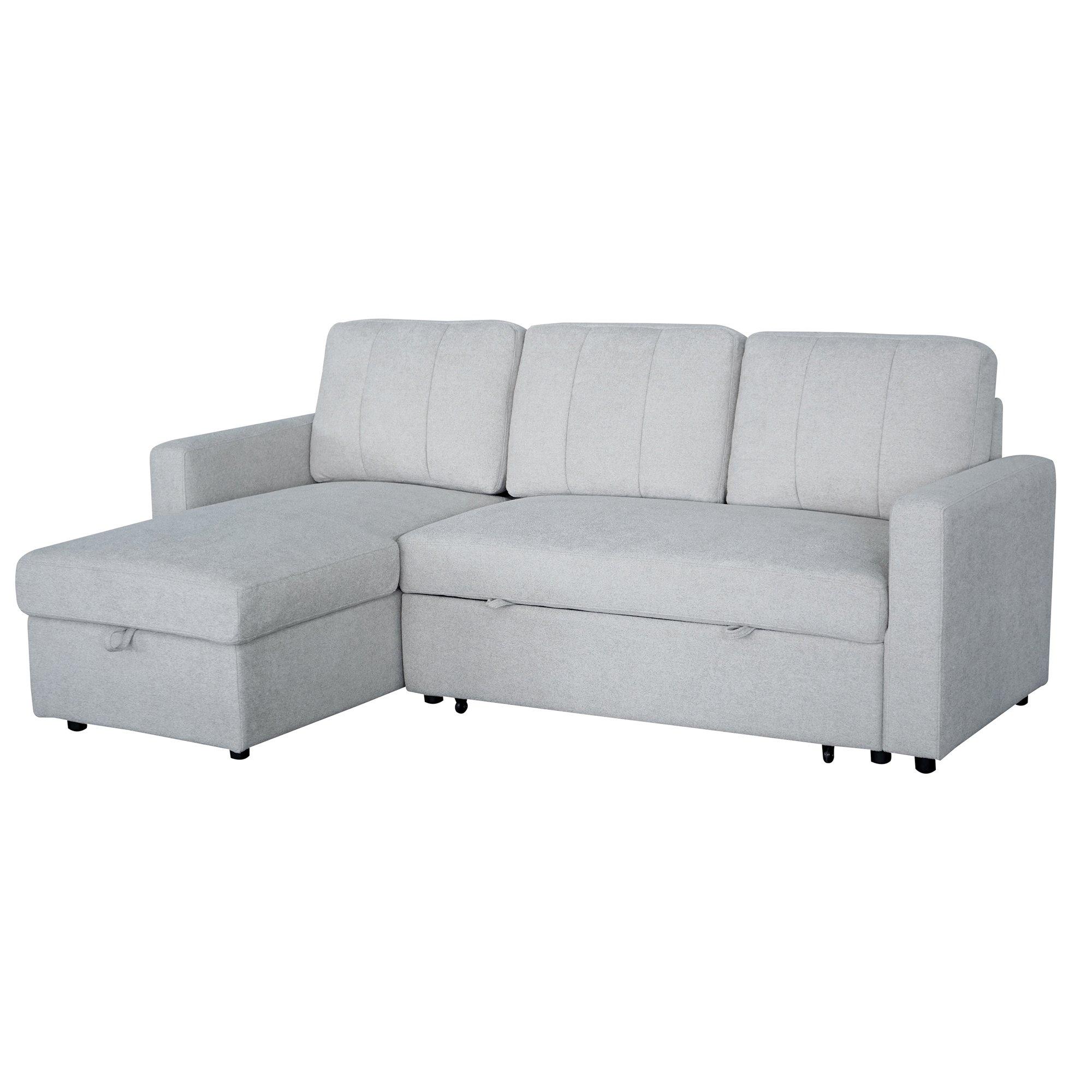 Grey - Aspire - Nexis Corner Sofa Bed with Storage, Chaise on the - 4