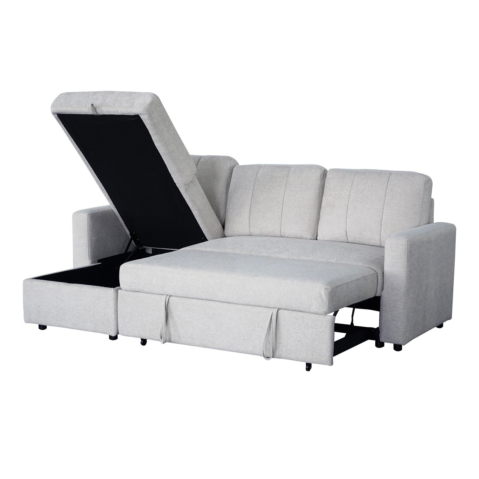 Grey - Aspire - Nexis Corner Sofa Bed with Storage, Chaise on the - 6
