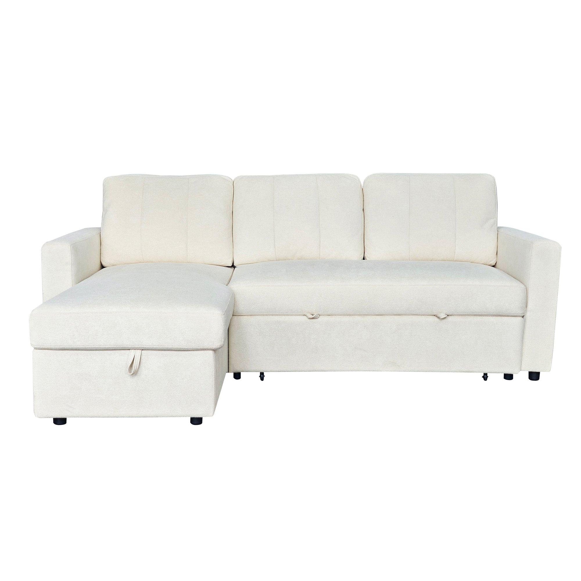 Natural - Aspire - Nexis Corner Sofa Bed with Storage, Chaise on the - 2