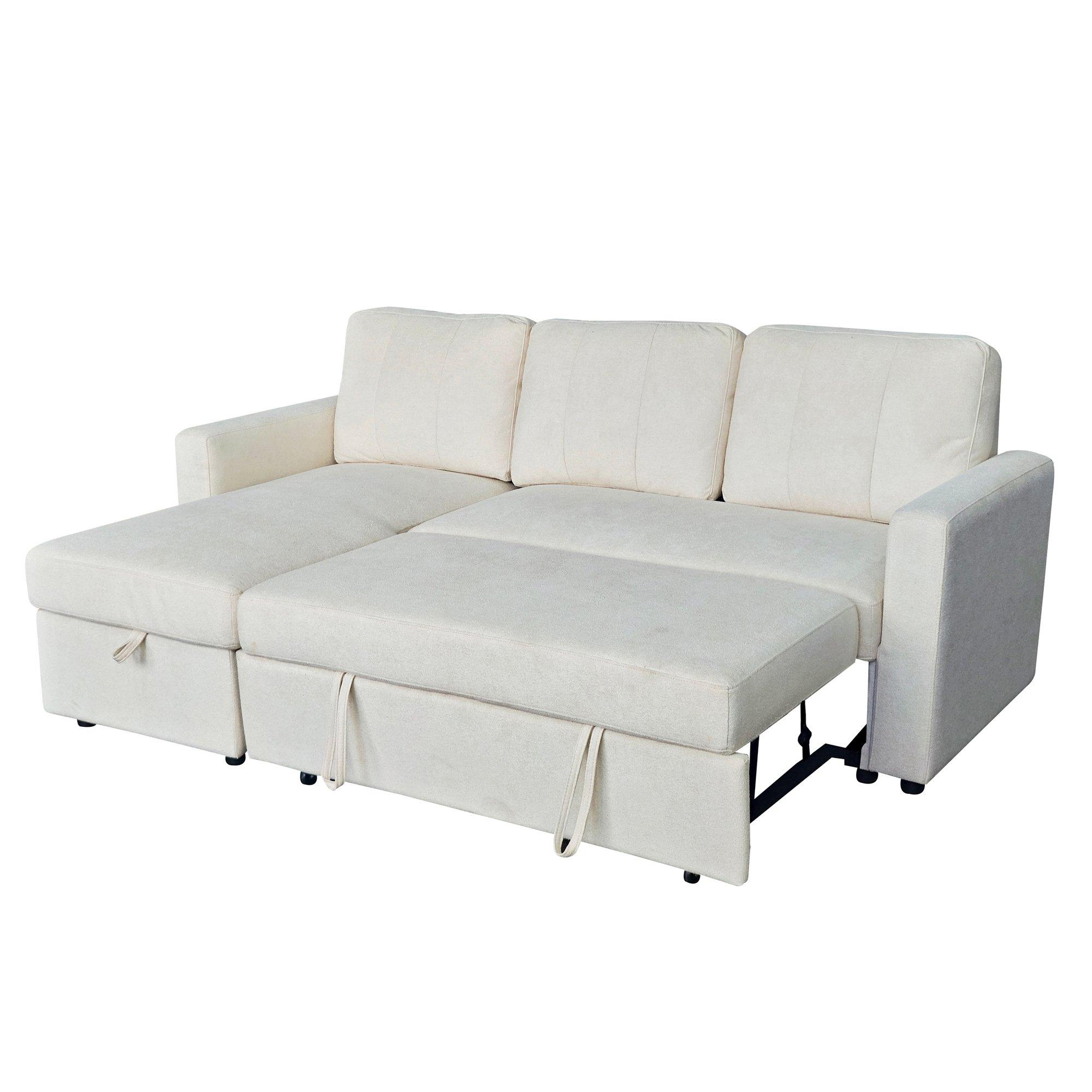 Natural - Aspire - Nexis Corner Sofa Bed with Storage, Chaise on the - 3