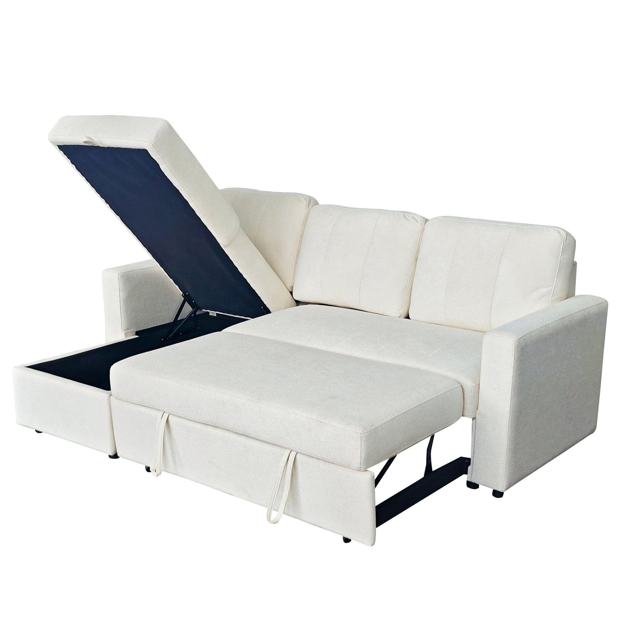 Natural - Aspire - Nexis Corner Sofa Bed with Storage, Chaise on the - 4