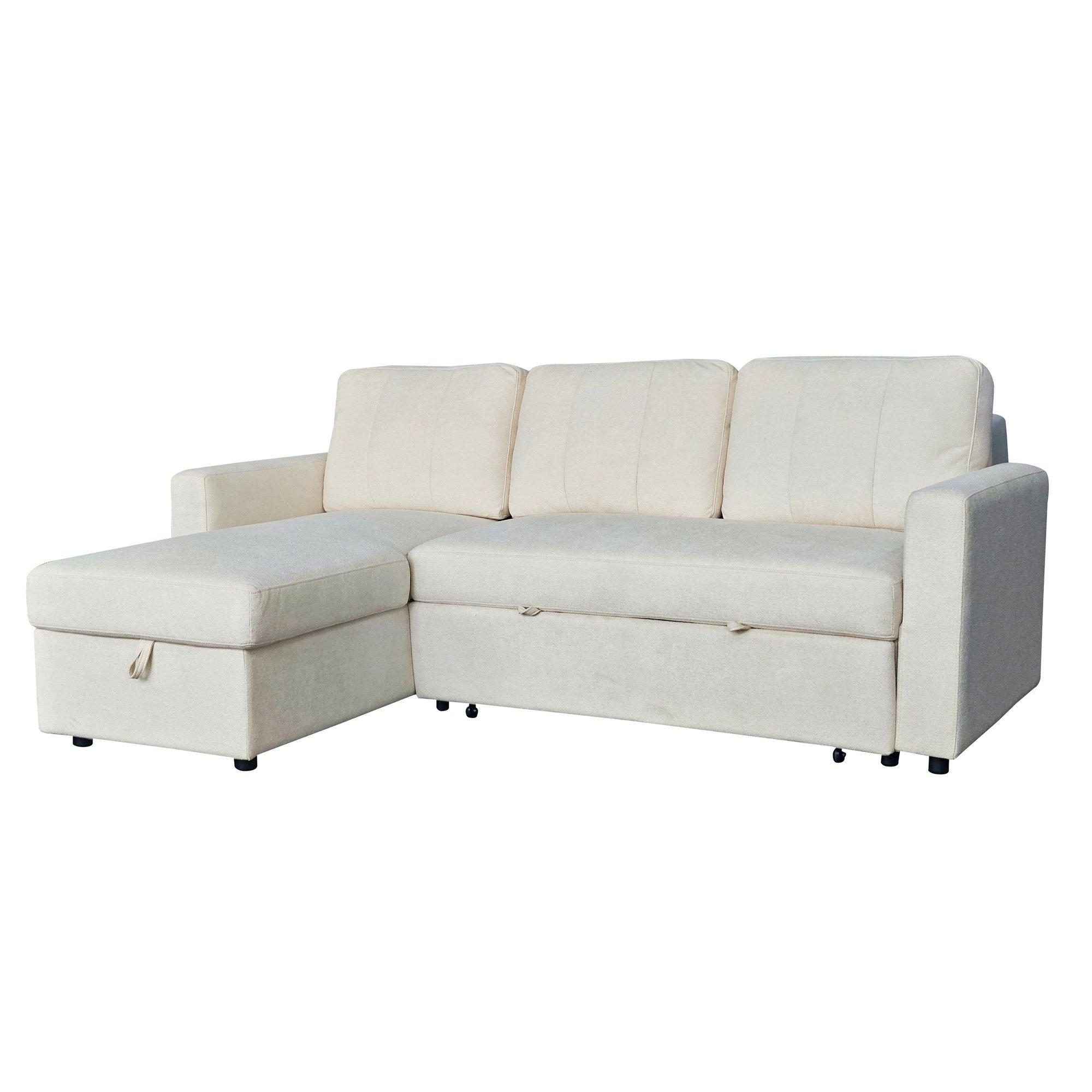 Natural - Aspire - Nexis Corner Sofa Bed with Storage, Chaise on the - 7