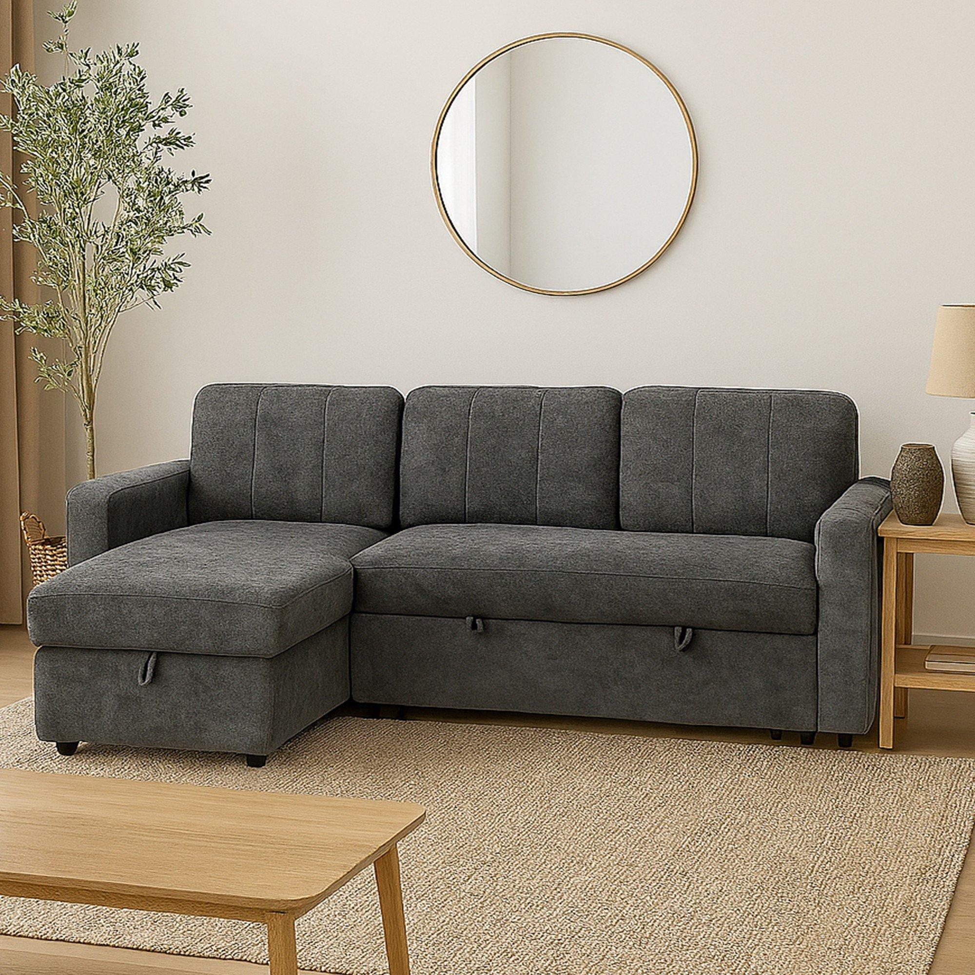 Nexis Corner Sofa Bed with Storage, Chaise on the