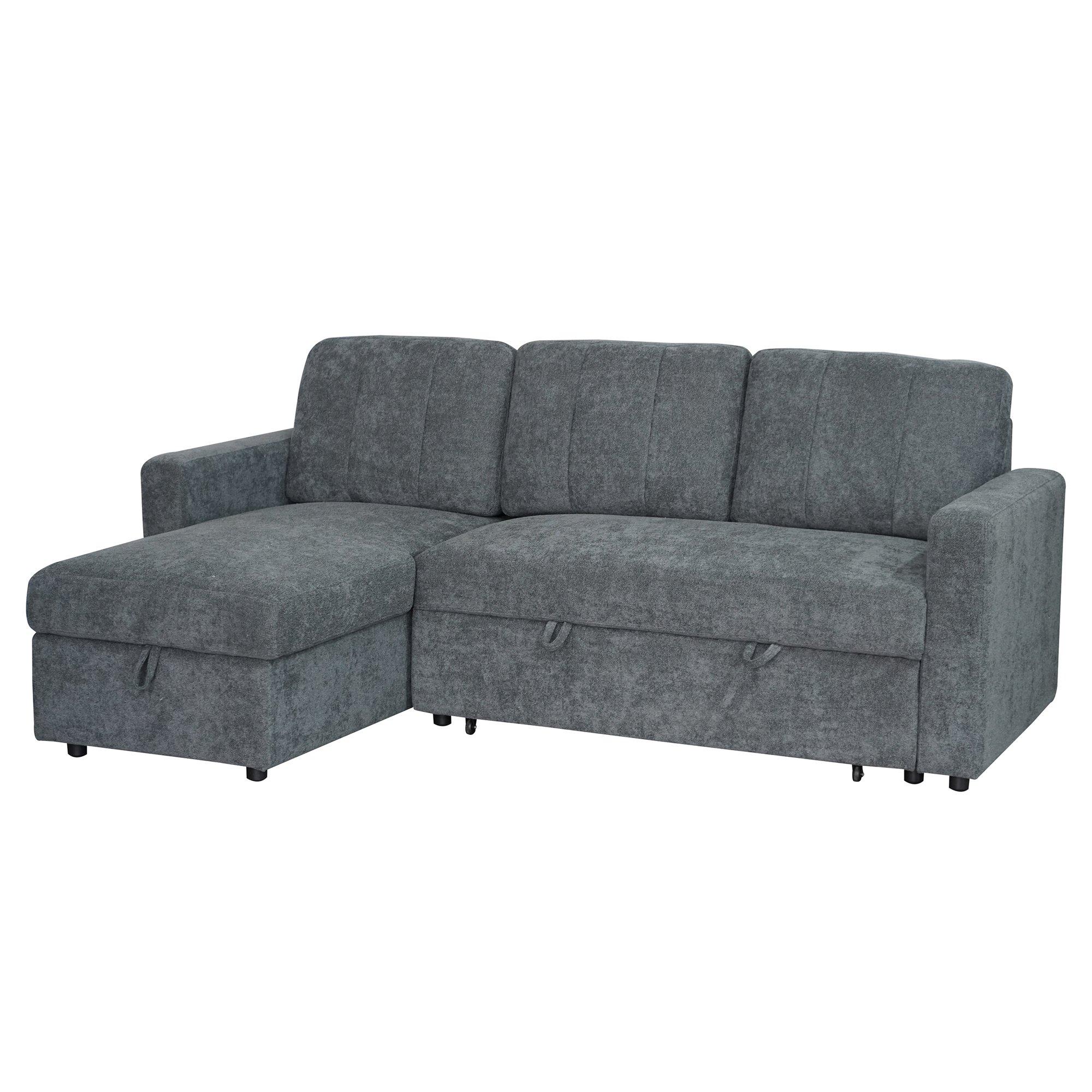 Charcoal - Aspire - Nexis Corner Sofa Bed with Storage, Chaise on the - 2