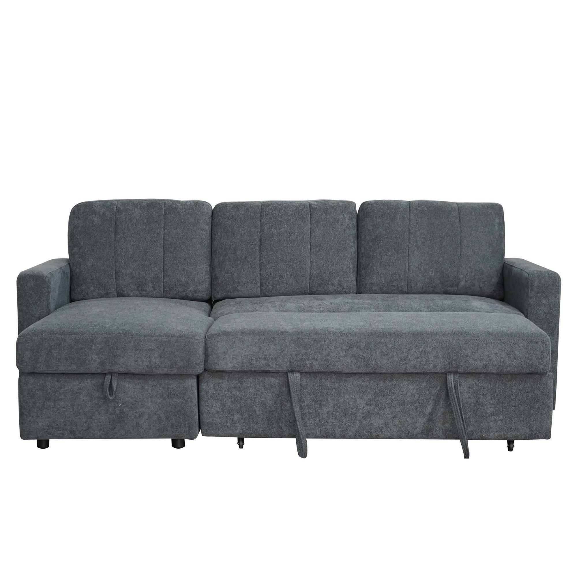 Charcoal - Aspire - Nexis Corner Sofa Bed with Storage, Chaise on the - 3