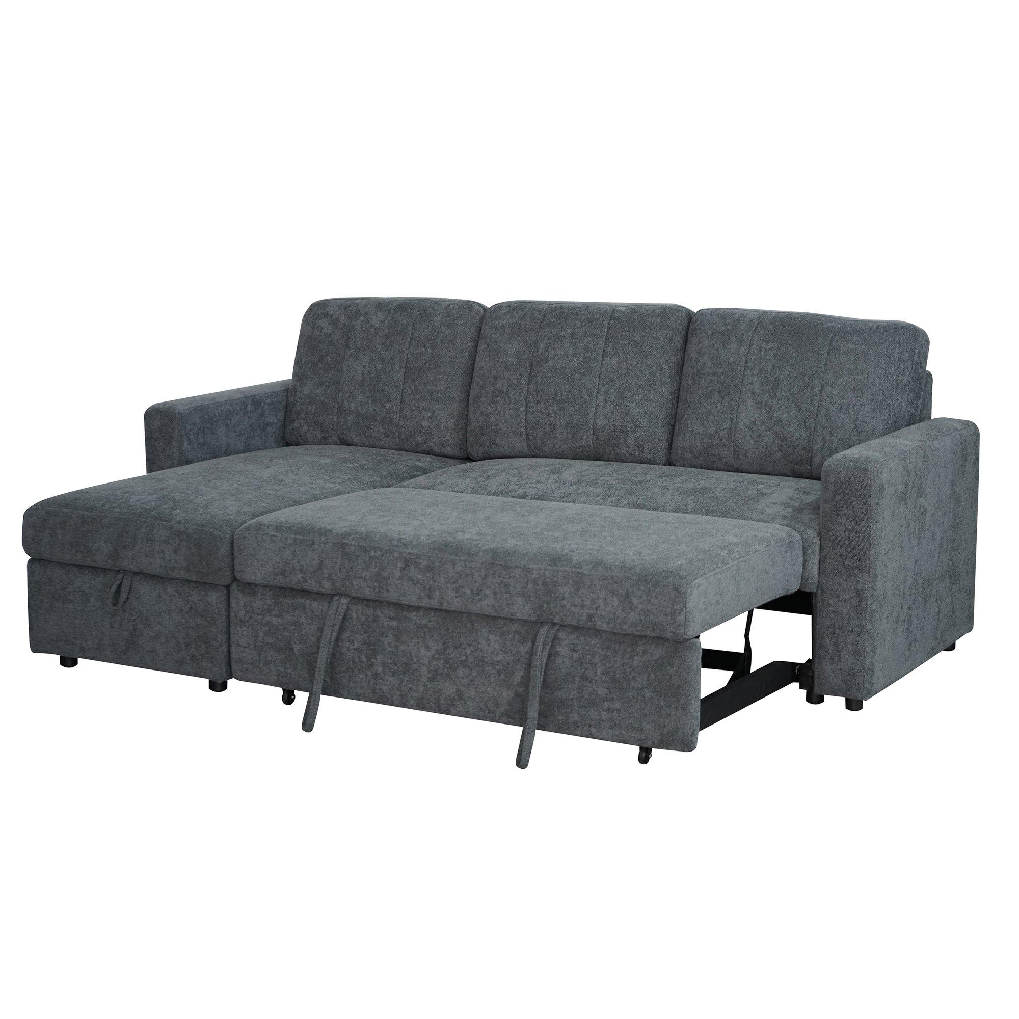 Charcoal - Aspire - Nexis Corner Sofa Bed with Storage, Chaise on the - 5