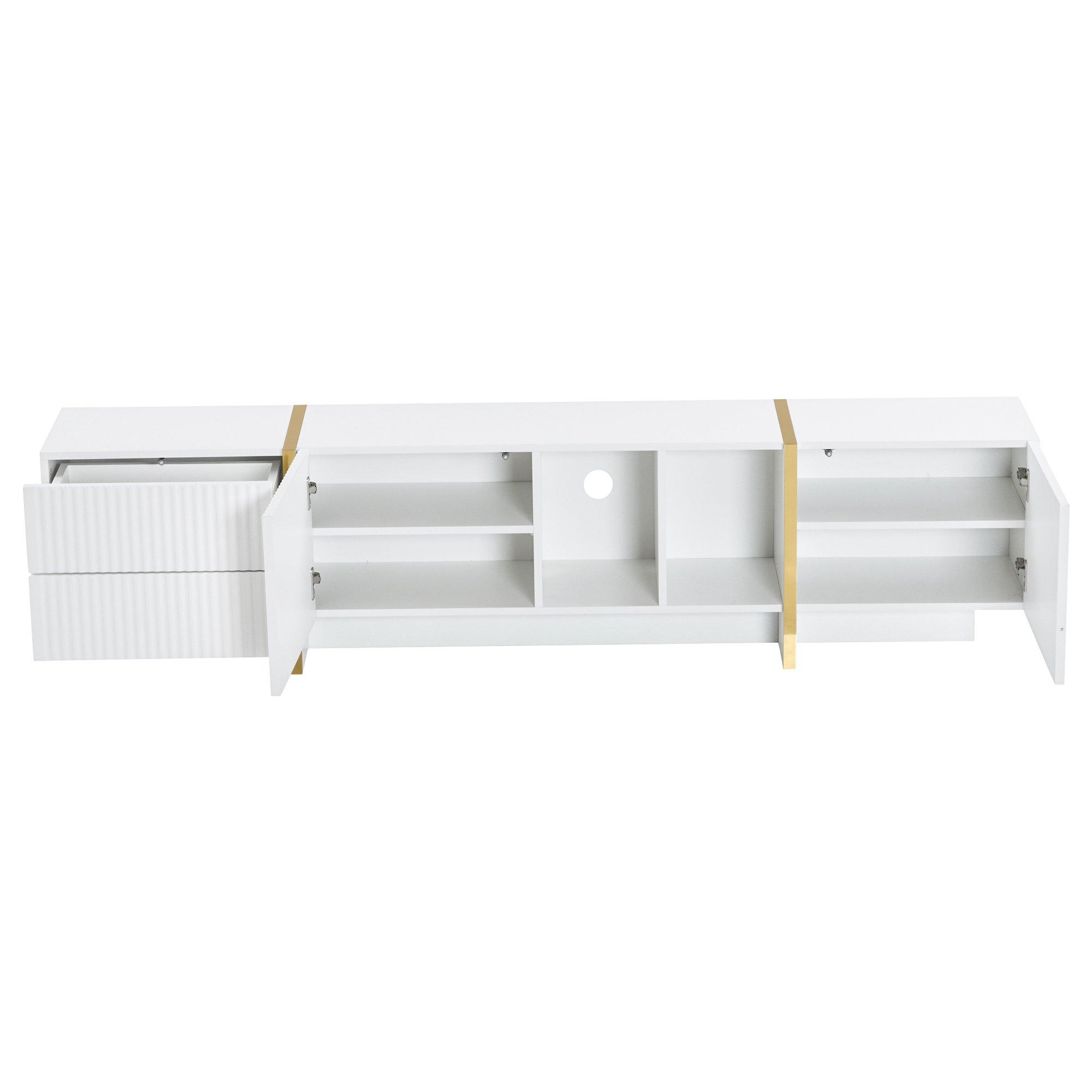 White - Urban Meuble - Modern White TV Stand with Storage Space-Saving - 11