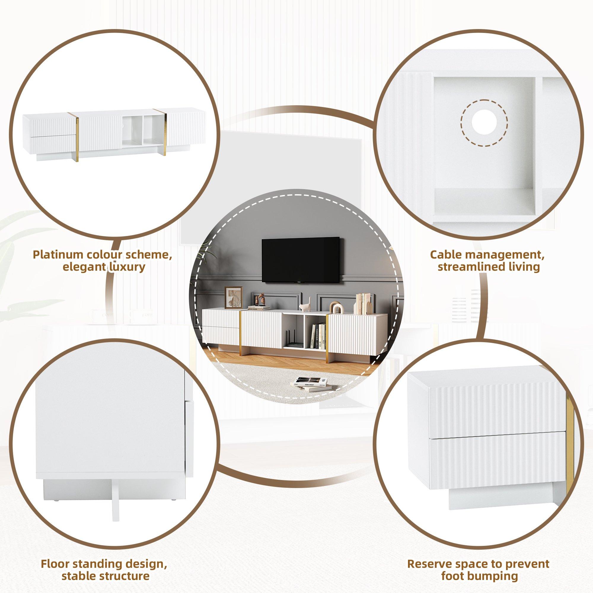 White - Urban Meuble - Modern White TV Stand with Storage Space-Saving - 8