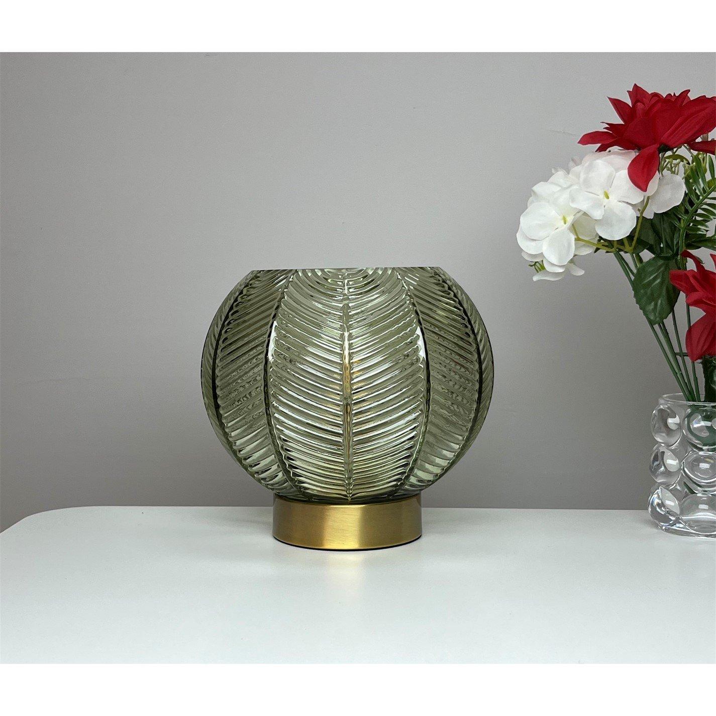 Green - K Living - Leaves Green Glass Table Lamp - 1