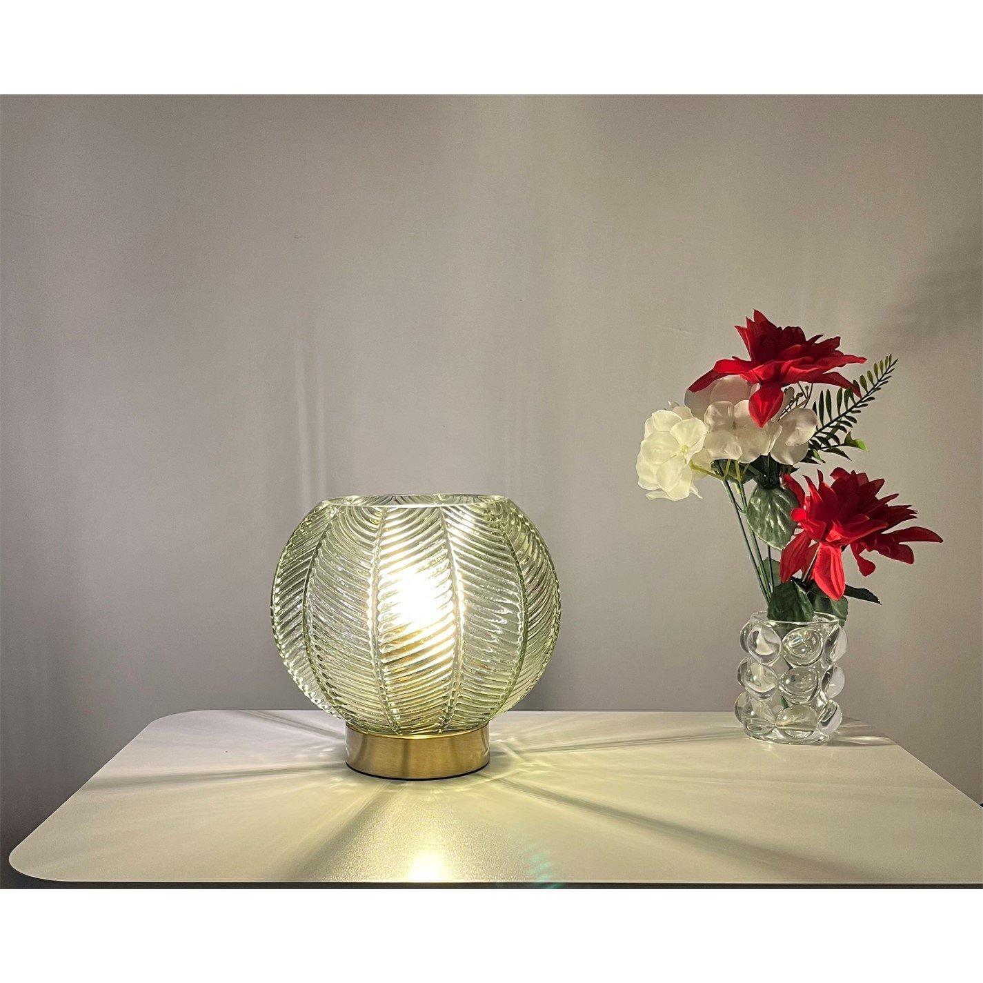 Green - K Living - Leaves Green Glass Table Lamp - 4