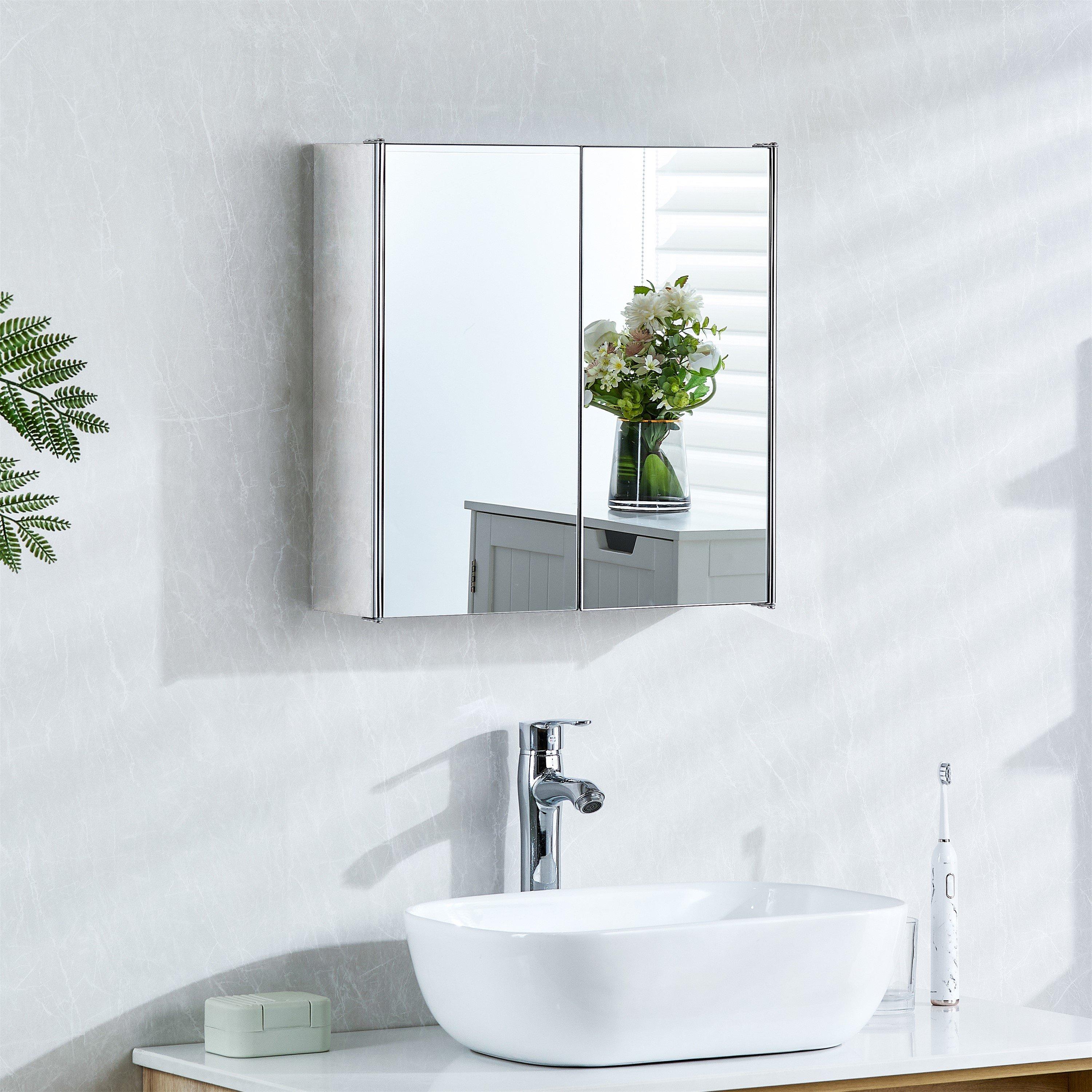 Silver - Lassic - Tiano Stainless Steel Mirrored Double Cabinet - 1