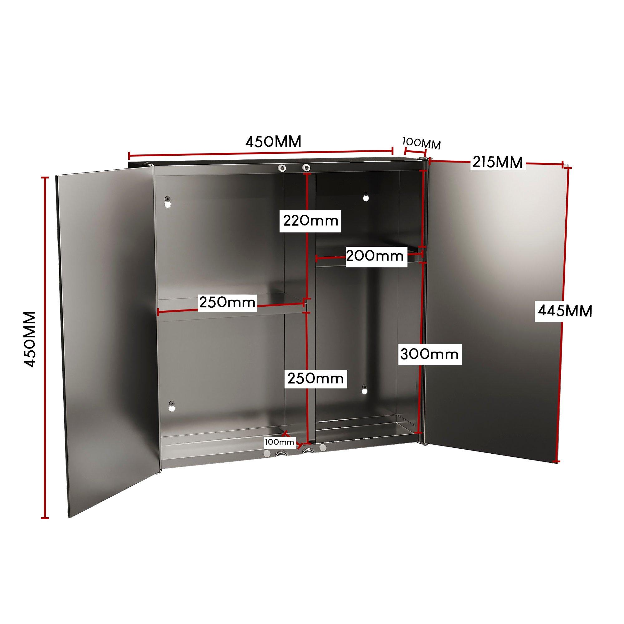 Silver - Lassic - Tiano Stainless Steel Mirrored Double Cabinet - 2