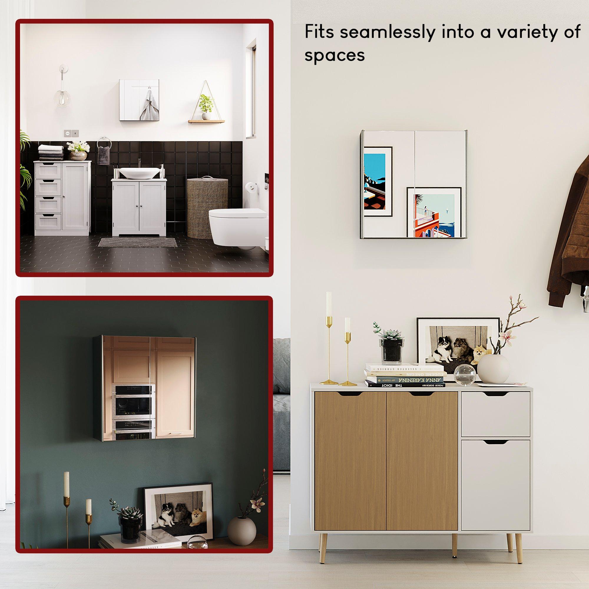 Silver - Lassic - Tiano Stainless Steel Mirrored Double Cabinet - 3