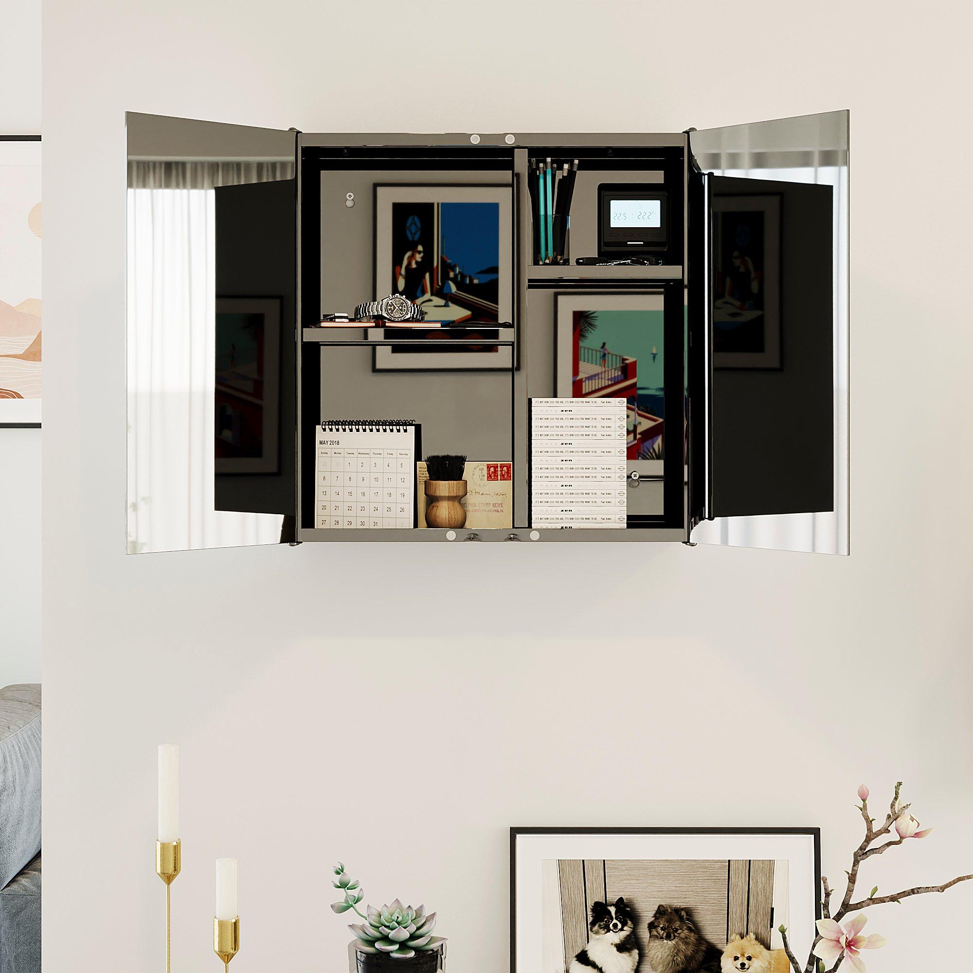 Silver - Lassic - Tiano Stainless Steel Mirrored Double Cabinet - 5