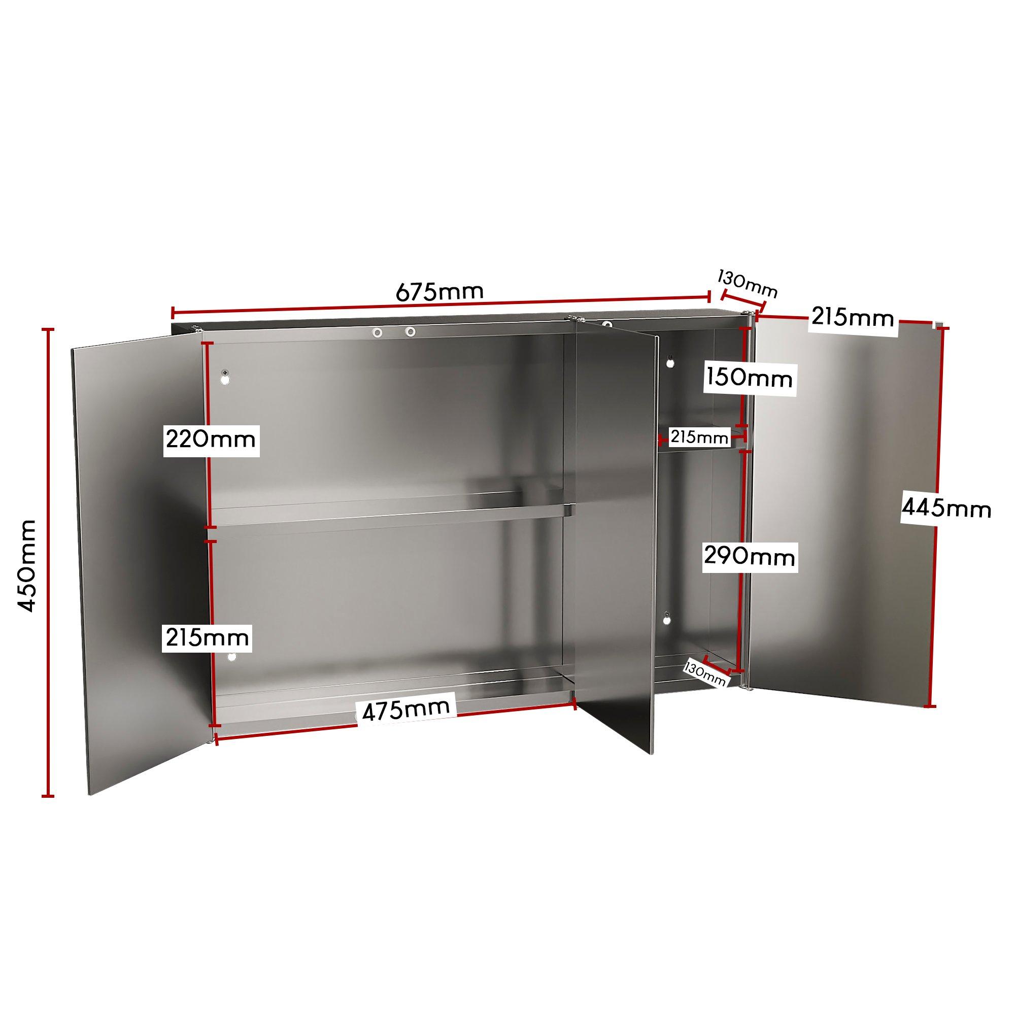 Silver - Lassic - Tiano Stainless Steel Mirrored Triple Cabinet - 2