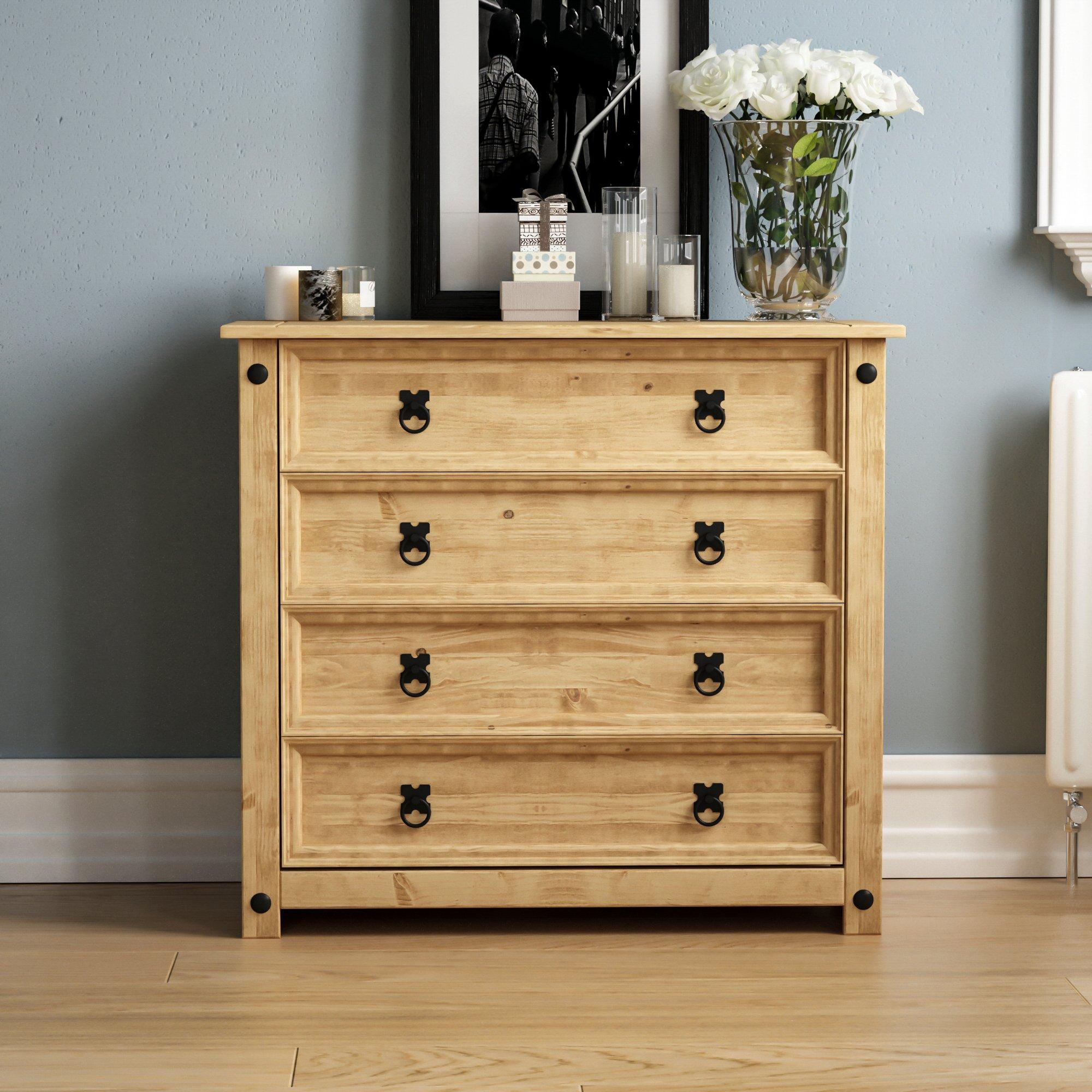 Pine - Lassic - Vida Designs Corona Rustic 4 Drawer Chest - 3