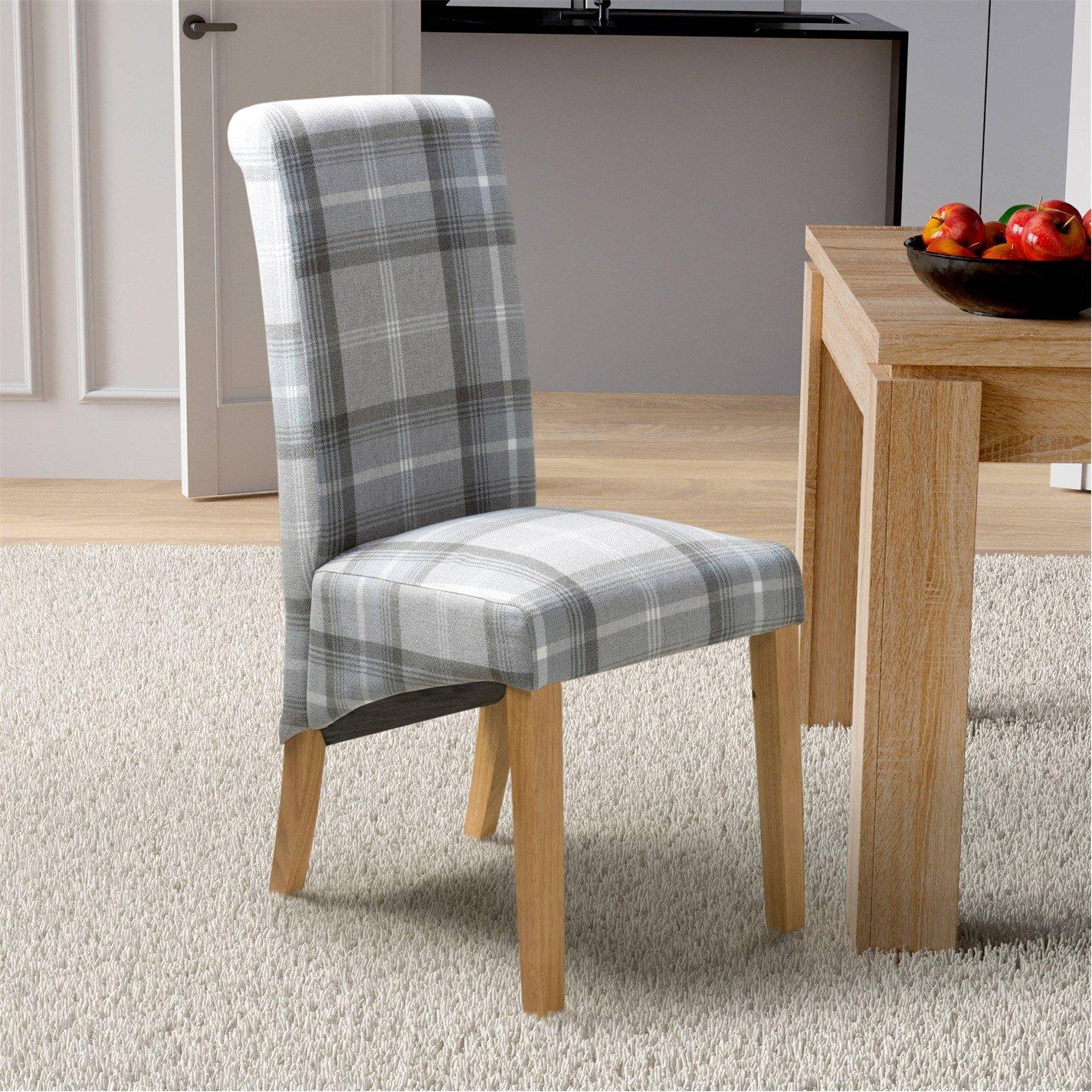 Shankar | Set of 2 Karta Scroll Back Check Dining Chairs | FRASERS