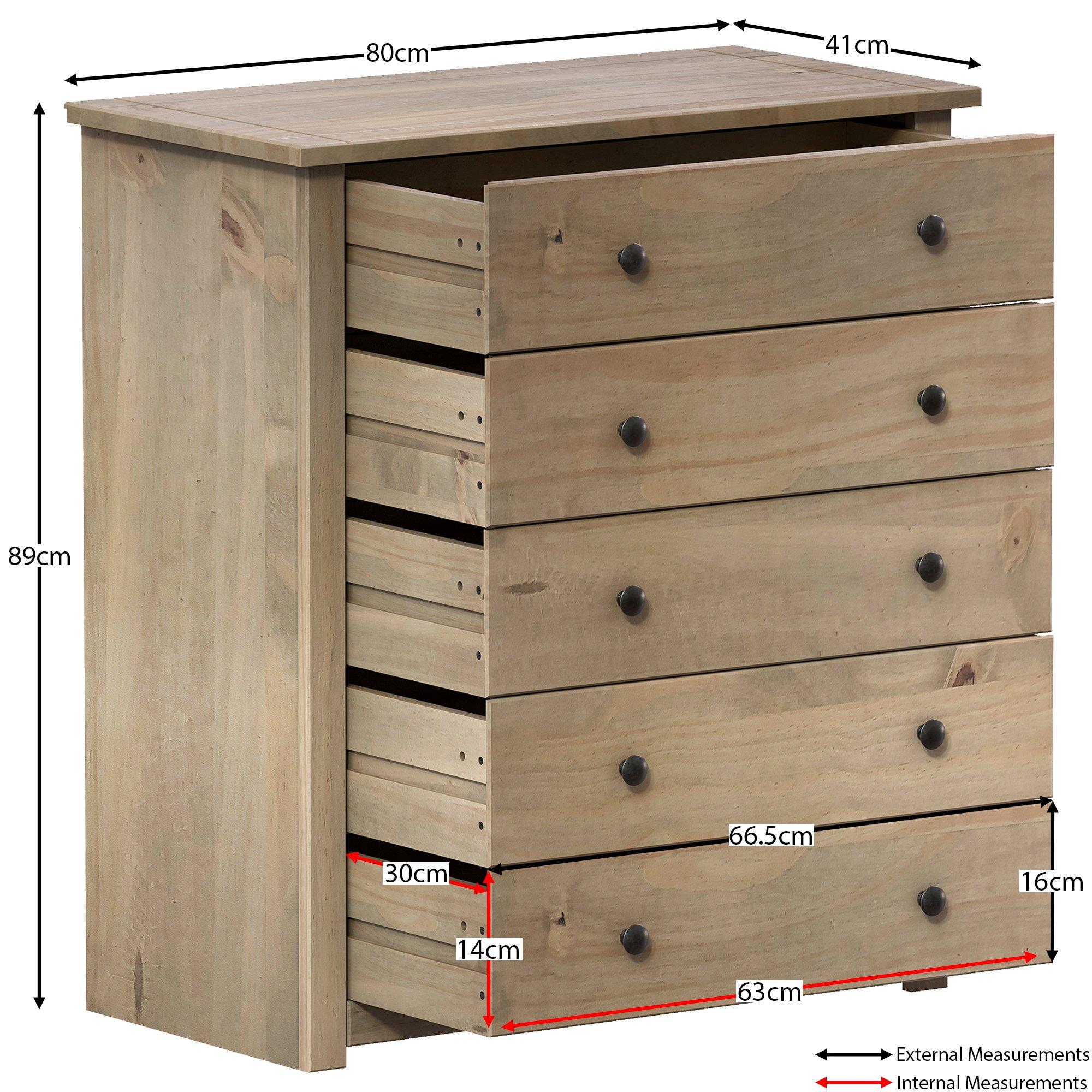 Pine - Lassic - Vida Designs Panama 5 Drawer Chest - 2