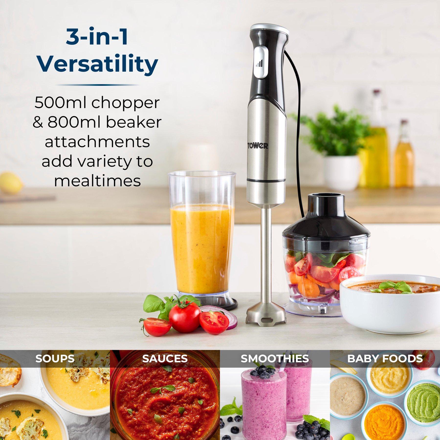 Black - Tower - 3-in-1 Hand Blender - 3