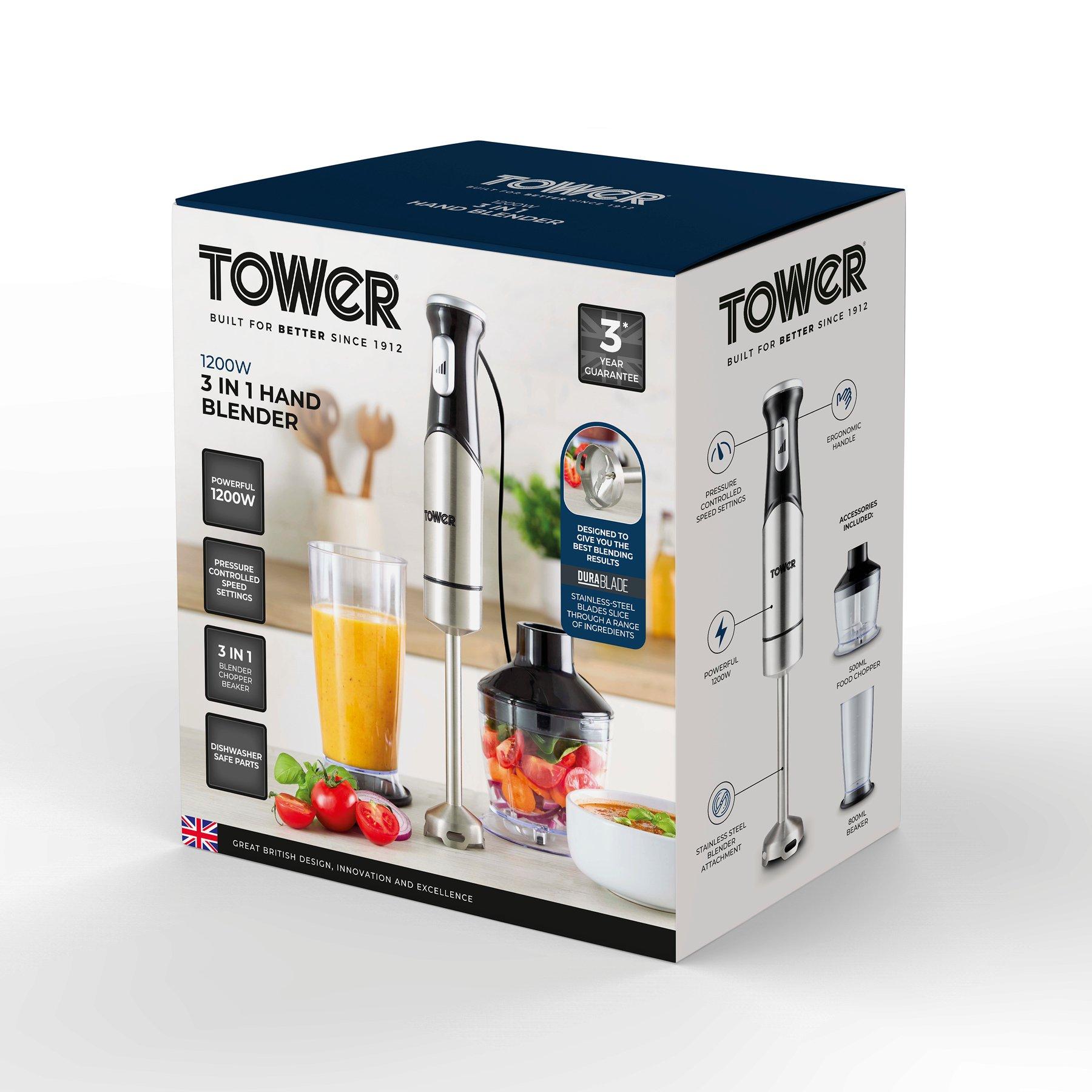 Black - Tower - 3-in-1 Hand Blender - 8