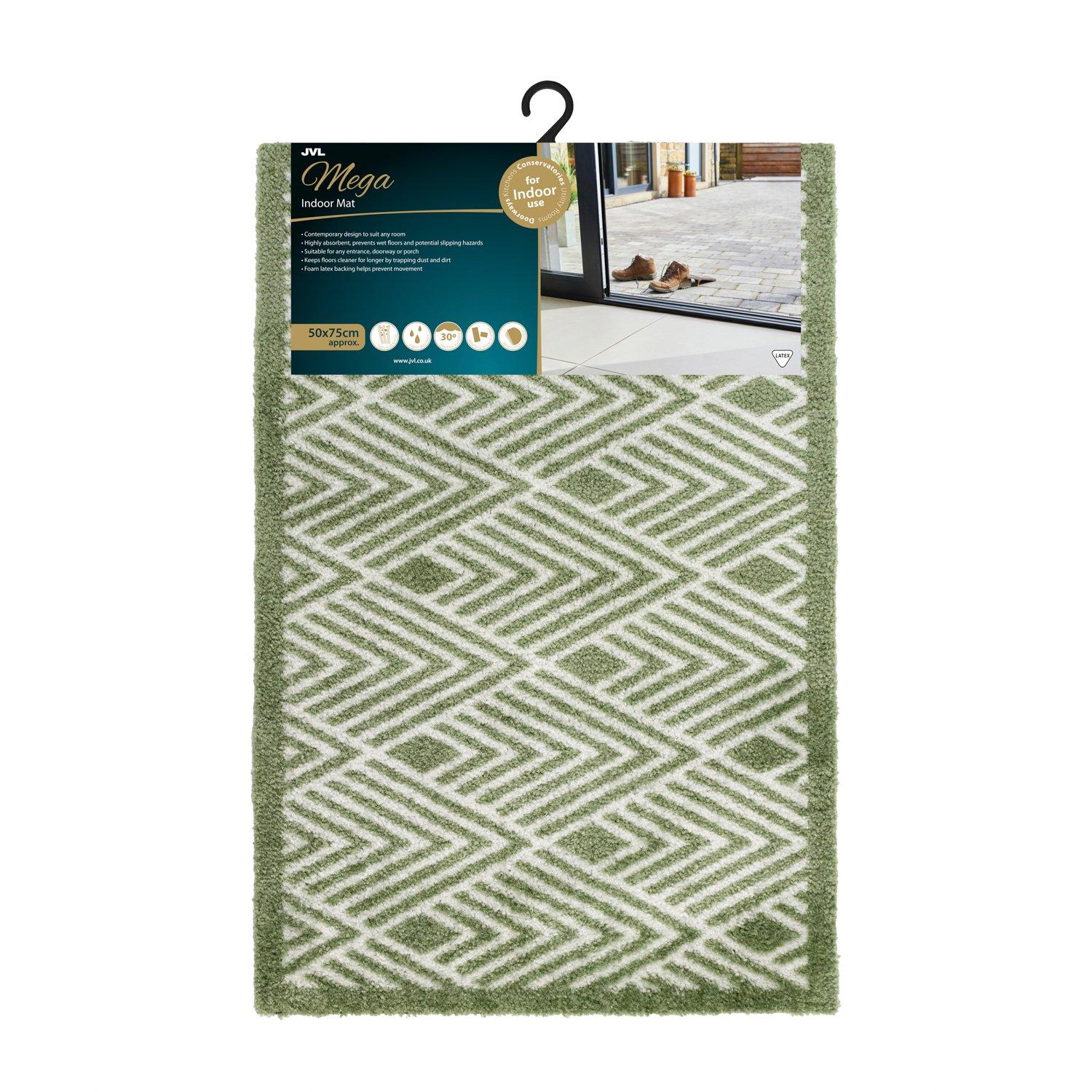 Green - JVL - Mega Mat Entrance Doormat Geo 50x75cm - 13