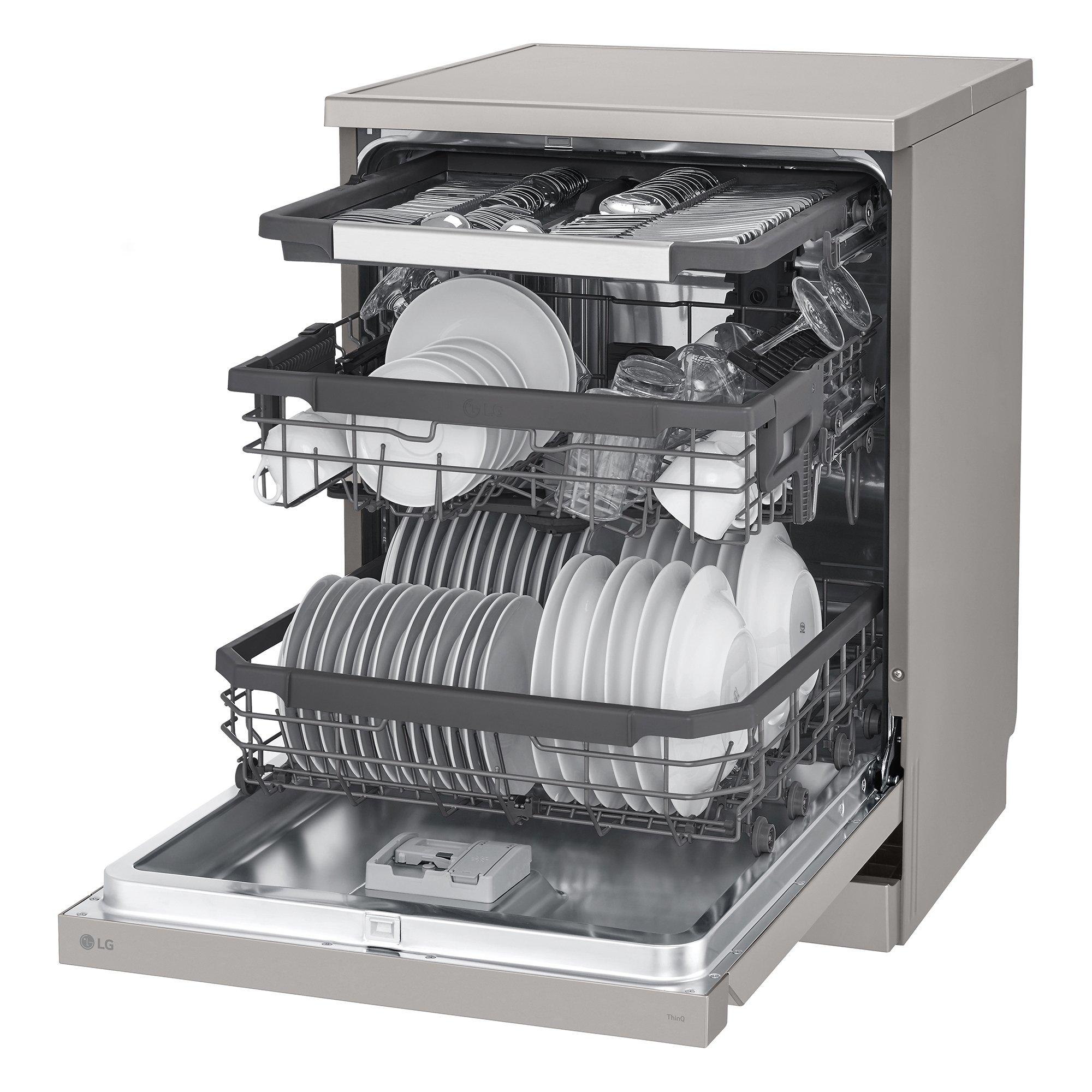 Silver - LG - DF355FP 14 Setting Auto Opening Dishwasher Silver - 5