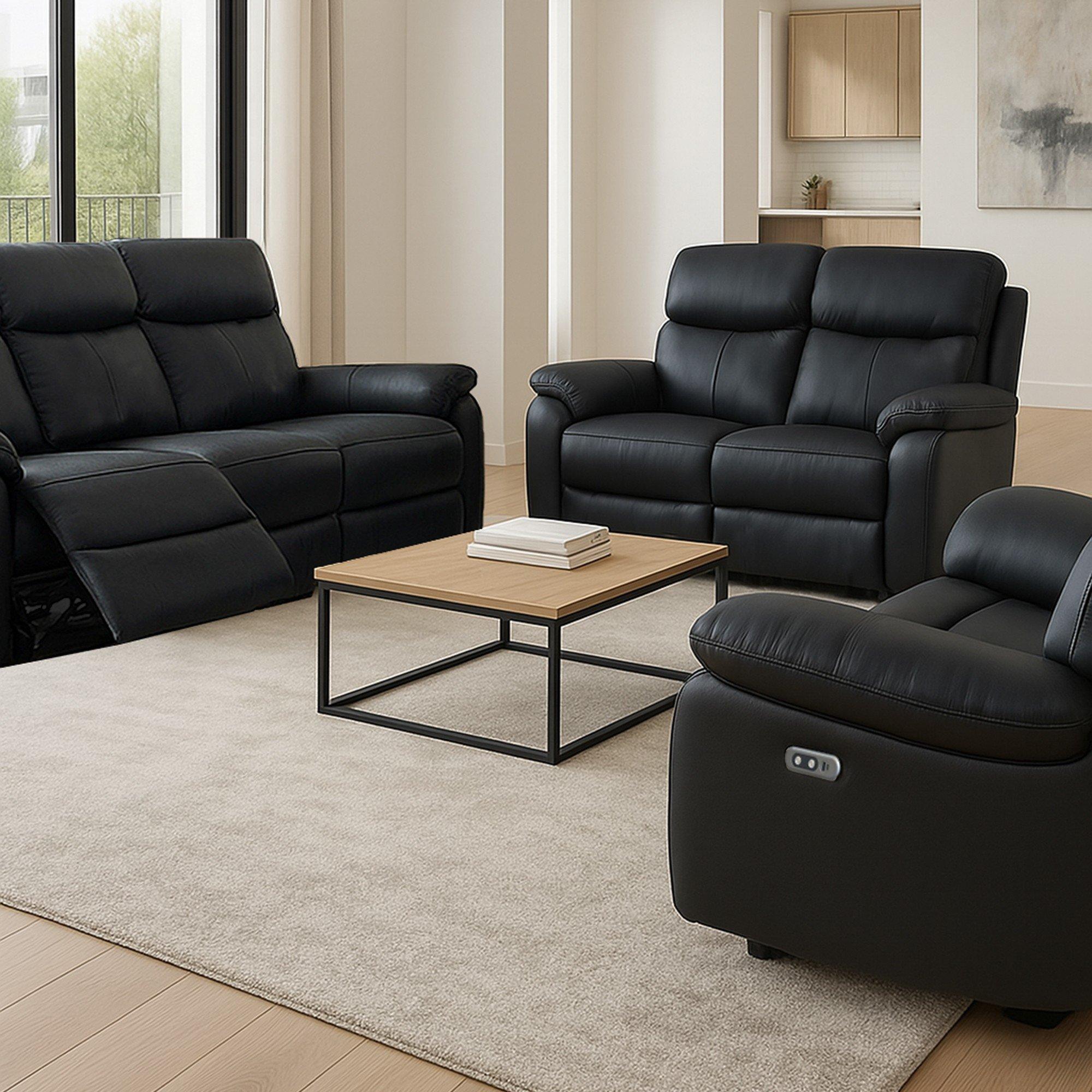 Aspire Kingsmere 6 Power Black Recliner Sofa Suite - Image 3
