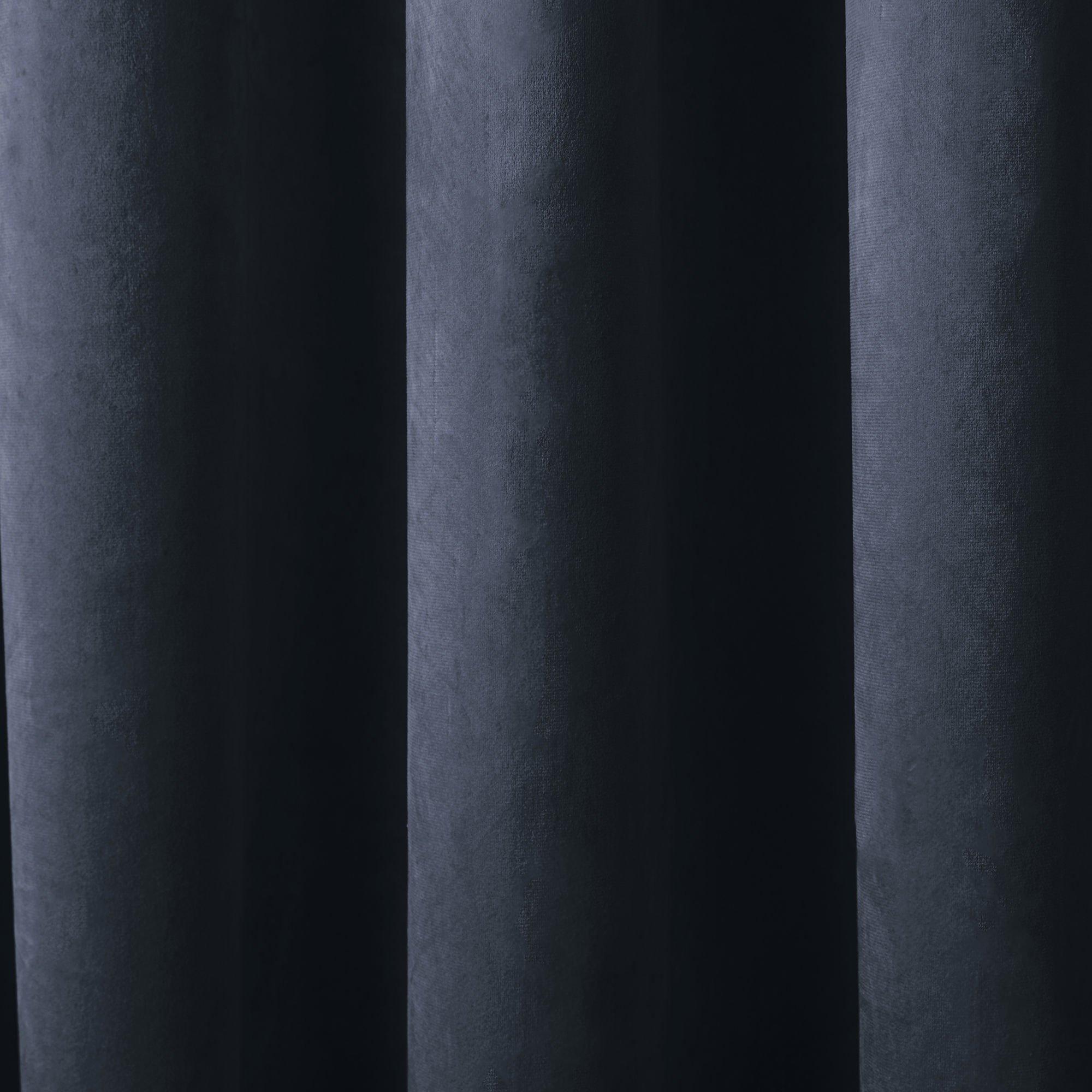 Navy - Laurence Llewelyn-Bowen - Montrose Thermal Velvet Eyelet Curtains in Blush - 3