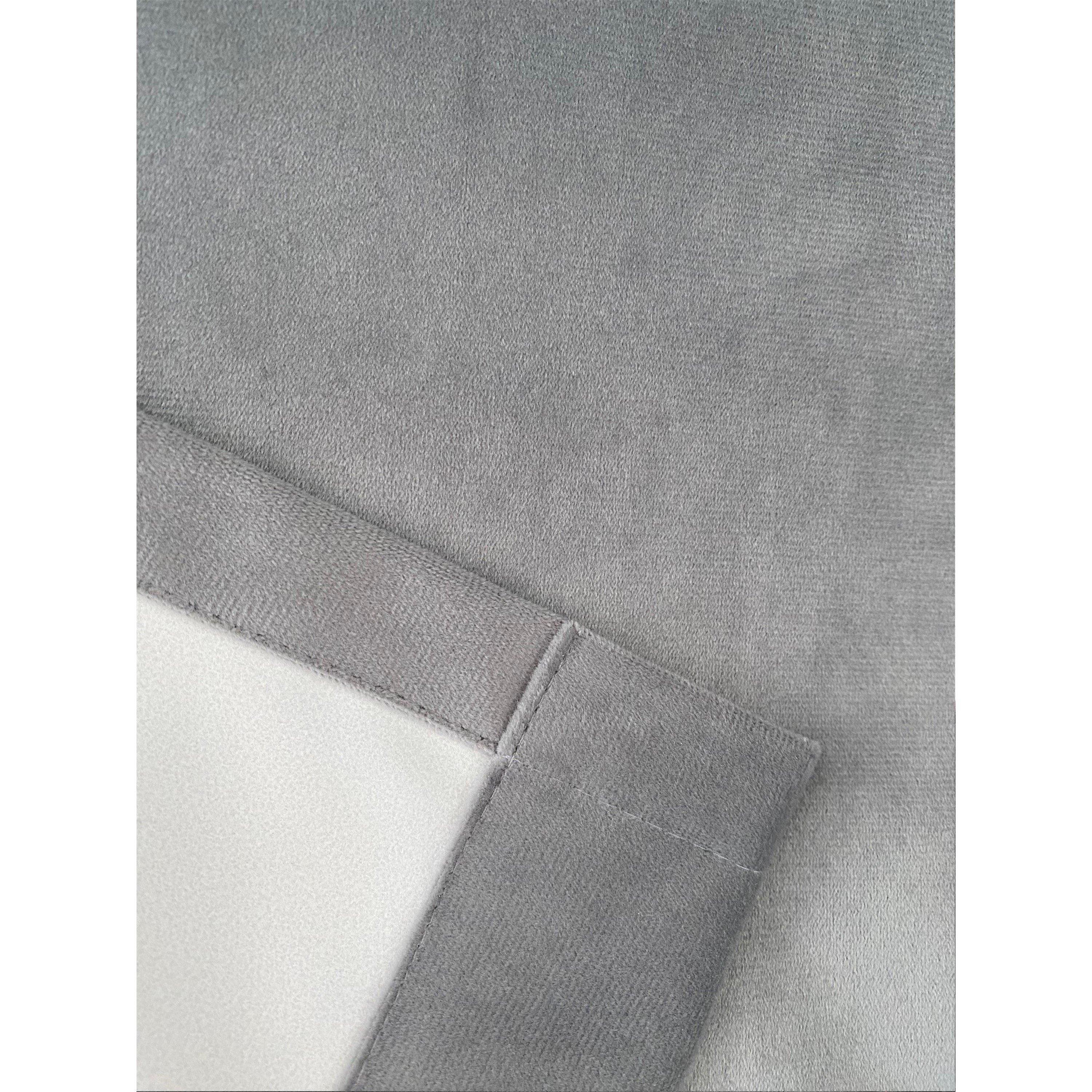 Grey - Enhanced Living - Oxford Velvet 100% Blackout Tape Top Curtains - 5