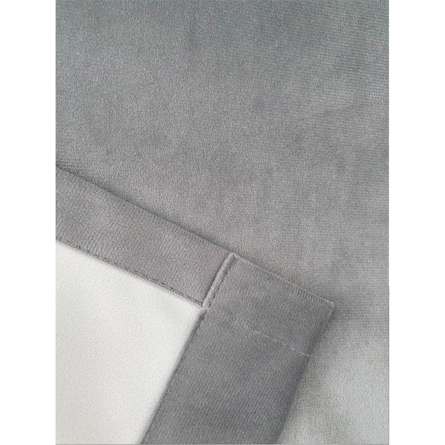 Grey - Enhanced Living - Hampton Velvet 100% Blackout Thermal Ring Curtain - 5