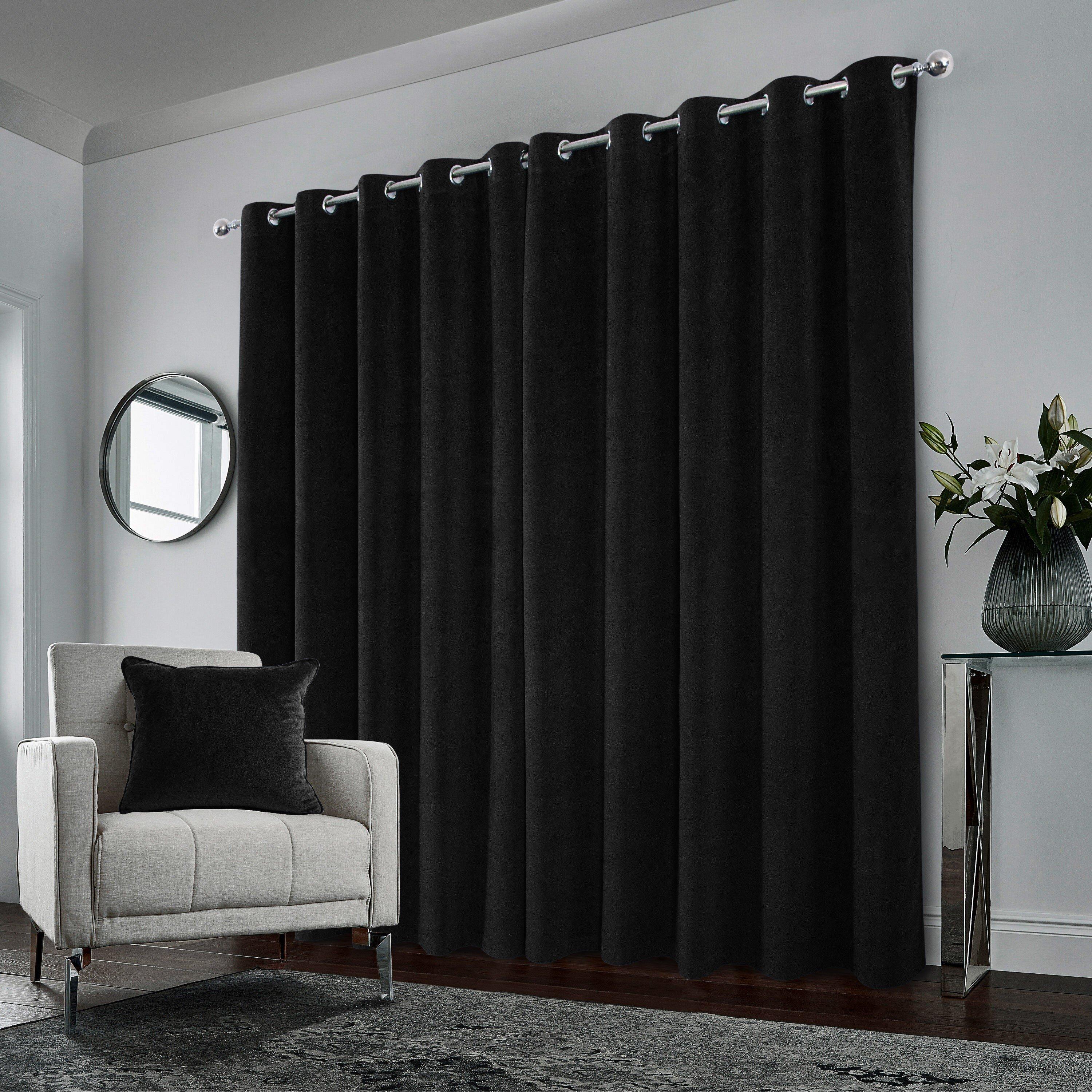 Black - Enhanced Living - Hampton Velvet 100% Blackout Thermal Ring Curtain - 2