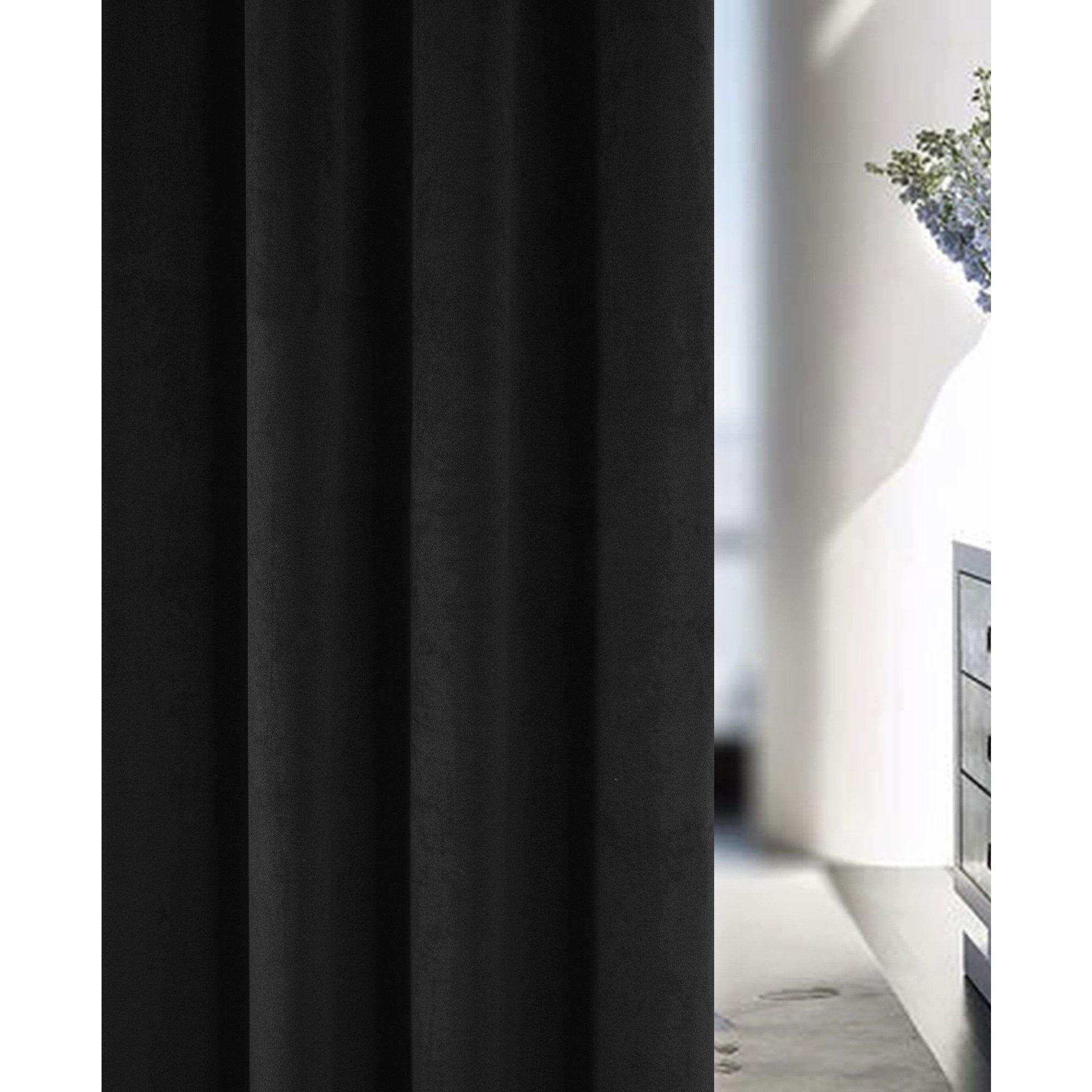 Black - Enhanced Living - Hampton Velvet 100% Blackout Thermal Ring Curtain - 4