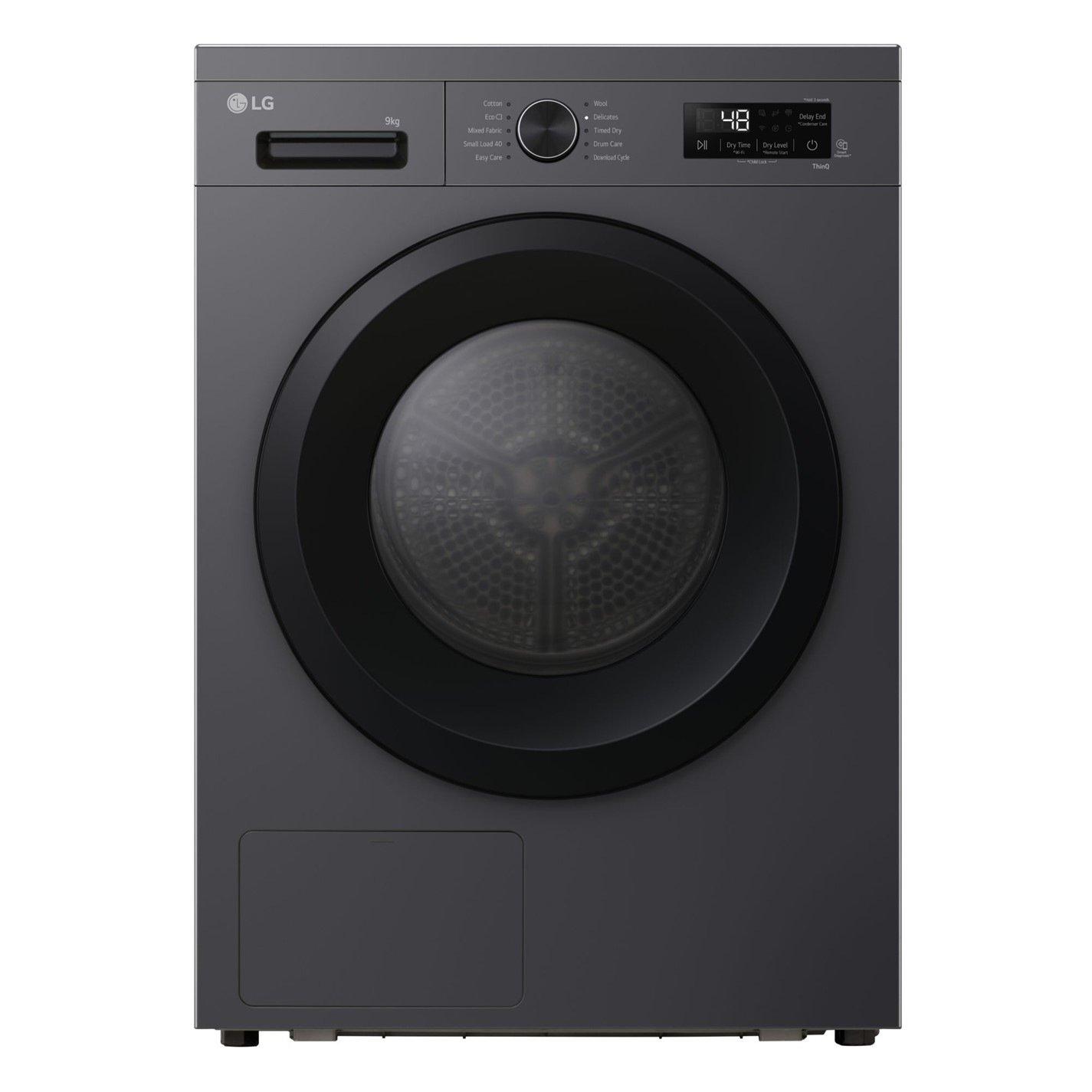 Slate Grey - LG - X10 Series ThinQ™ 9kg Heat Pump Tumble Dryer - 1