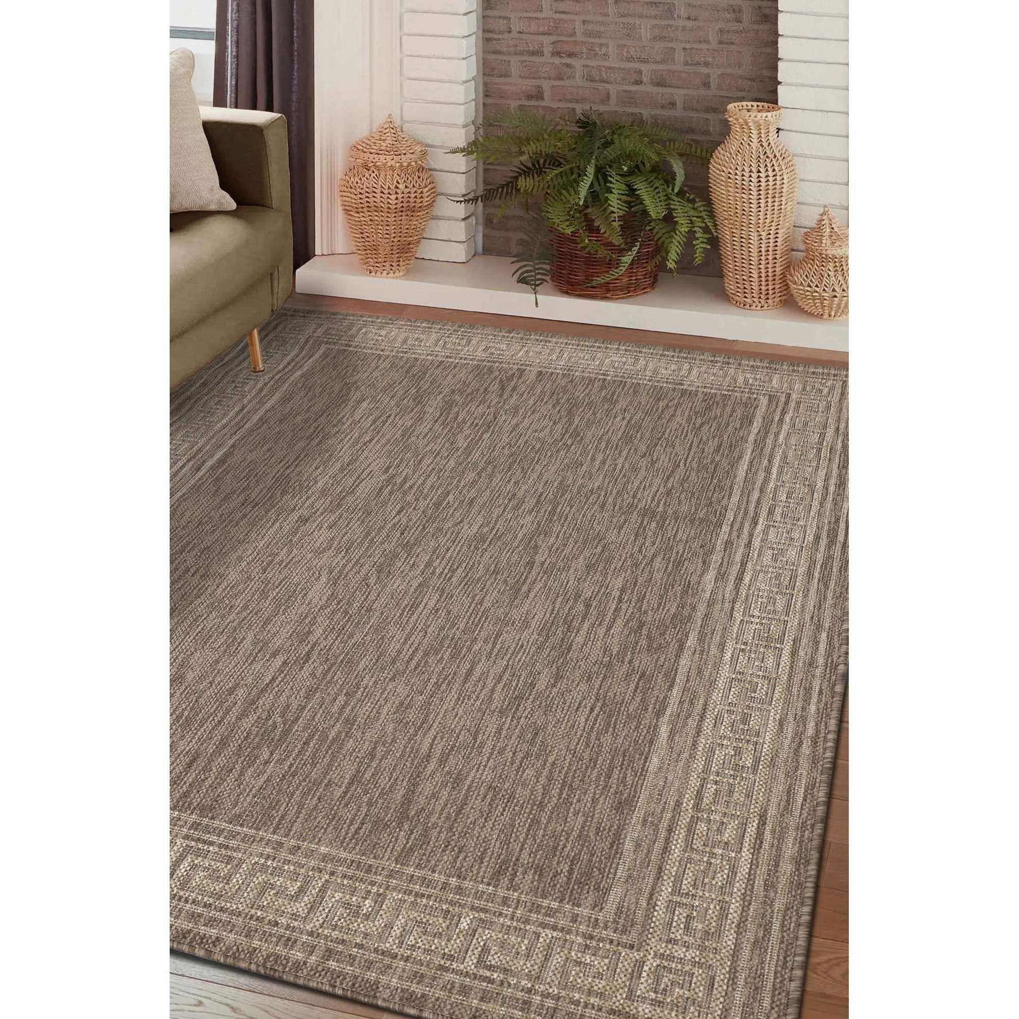 Latte - Homemaker - Gel Greek Key Rug Latte - 1