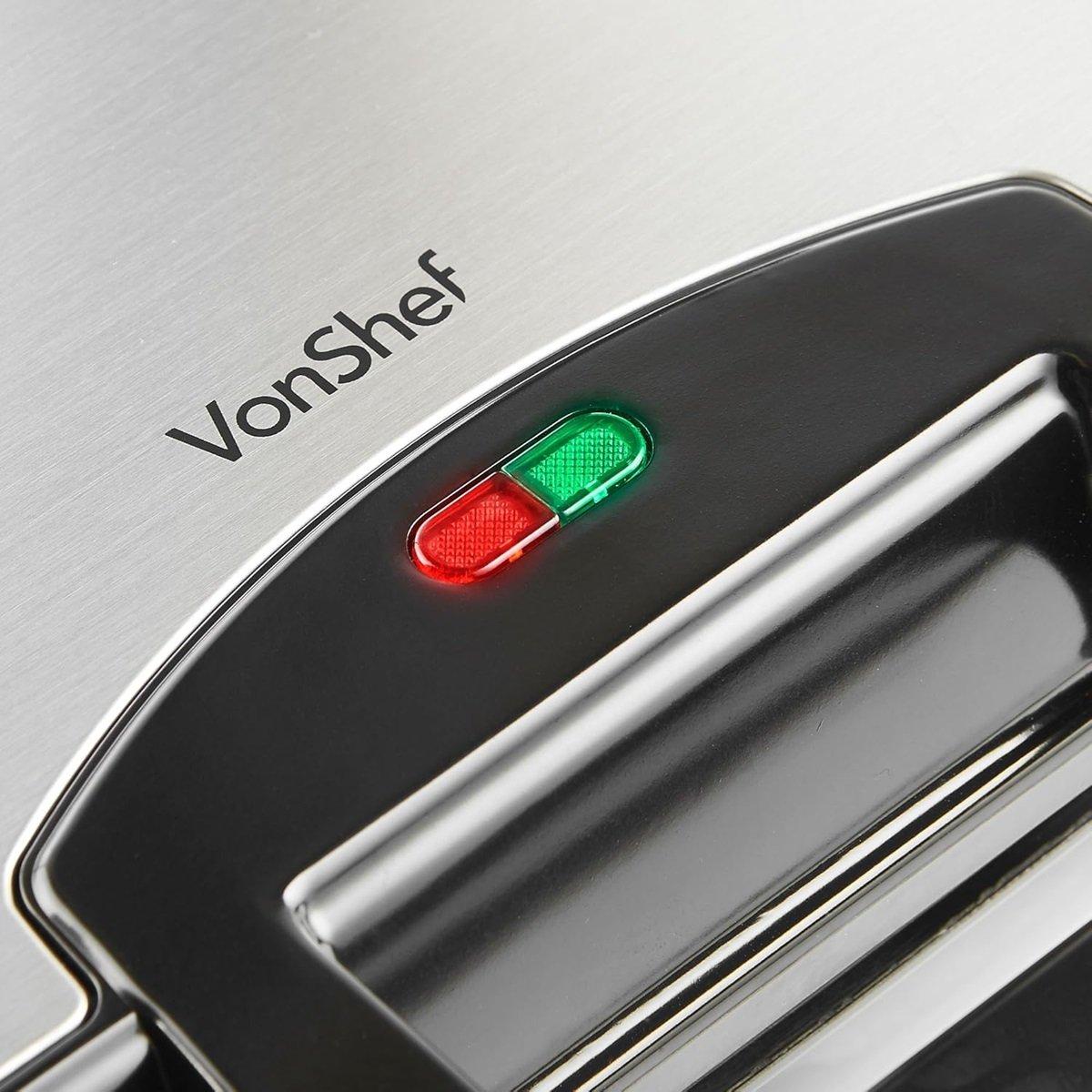 Black - VonShef - Quad Waffle Maker - 6