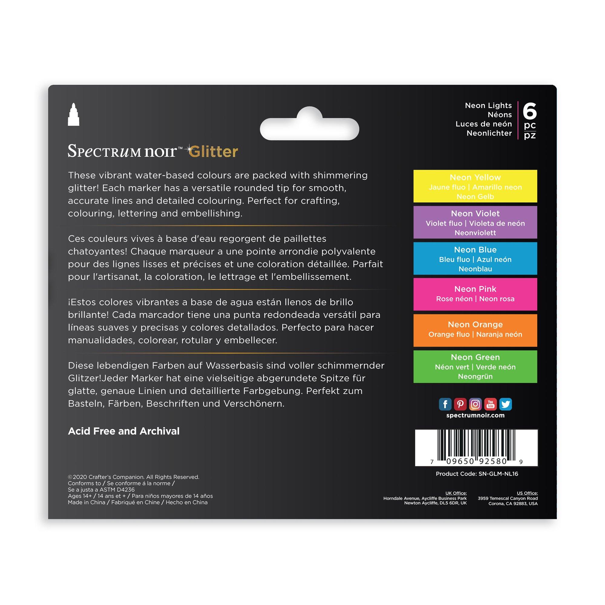 Multi - Crafters Companion - Spectrum Noir Glitter Marker-Neon Lights 6pc - 4