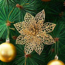 LIFE IDEAS 30pcs Sequined Poinsettia Tree Decor