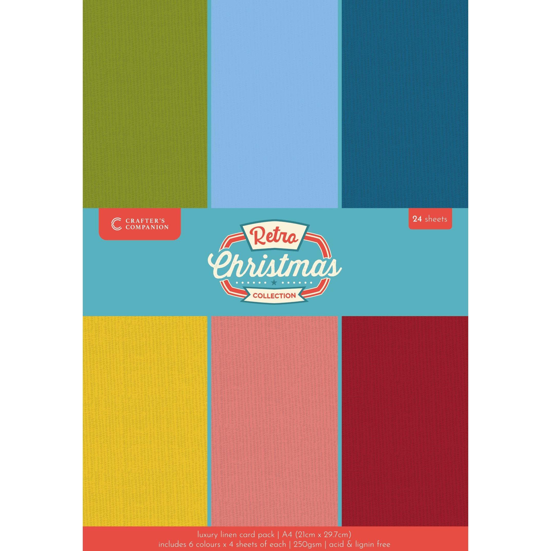 Multi - Crafters Companion - Retro Christmas Collection Luxury Linen Card - A4