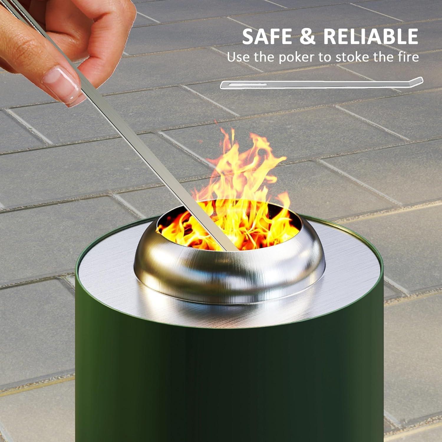 Grey - Outsunny - Smokeless 16x16cm Stainless Portable Firepit - 4