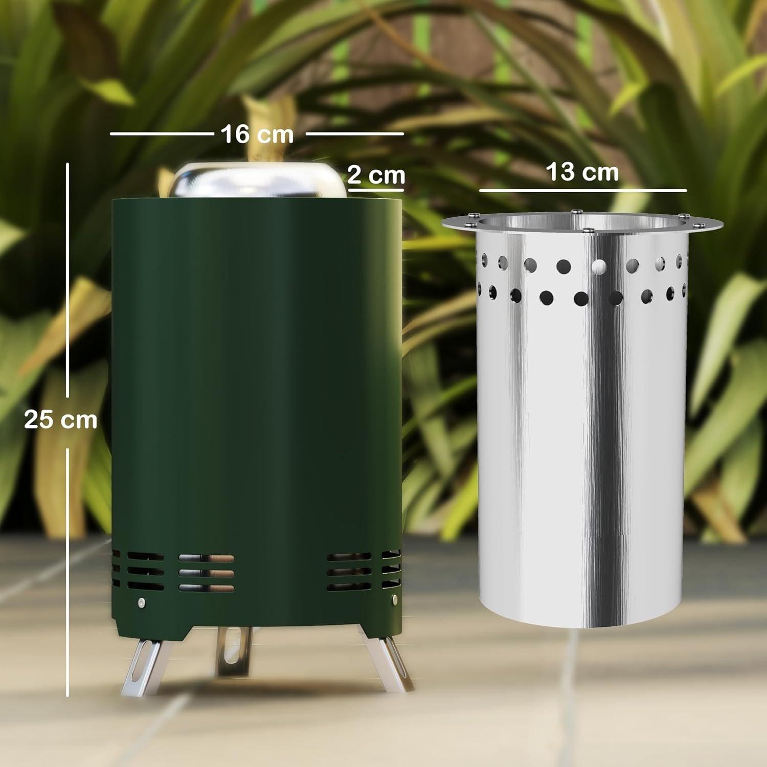 Grey - Outsunny - Smokeless 16x16cm Stainless Portable Firepit - 5