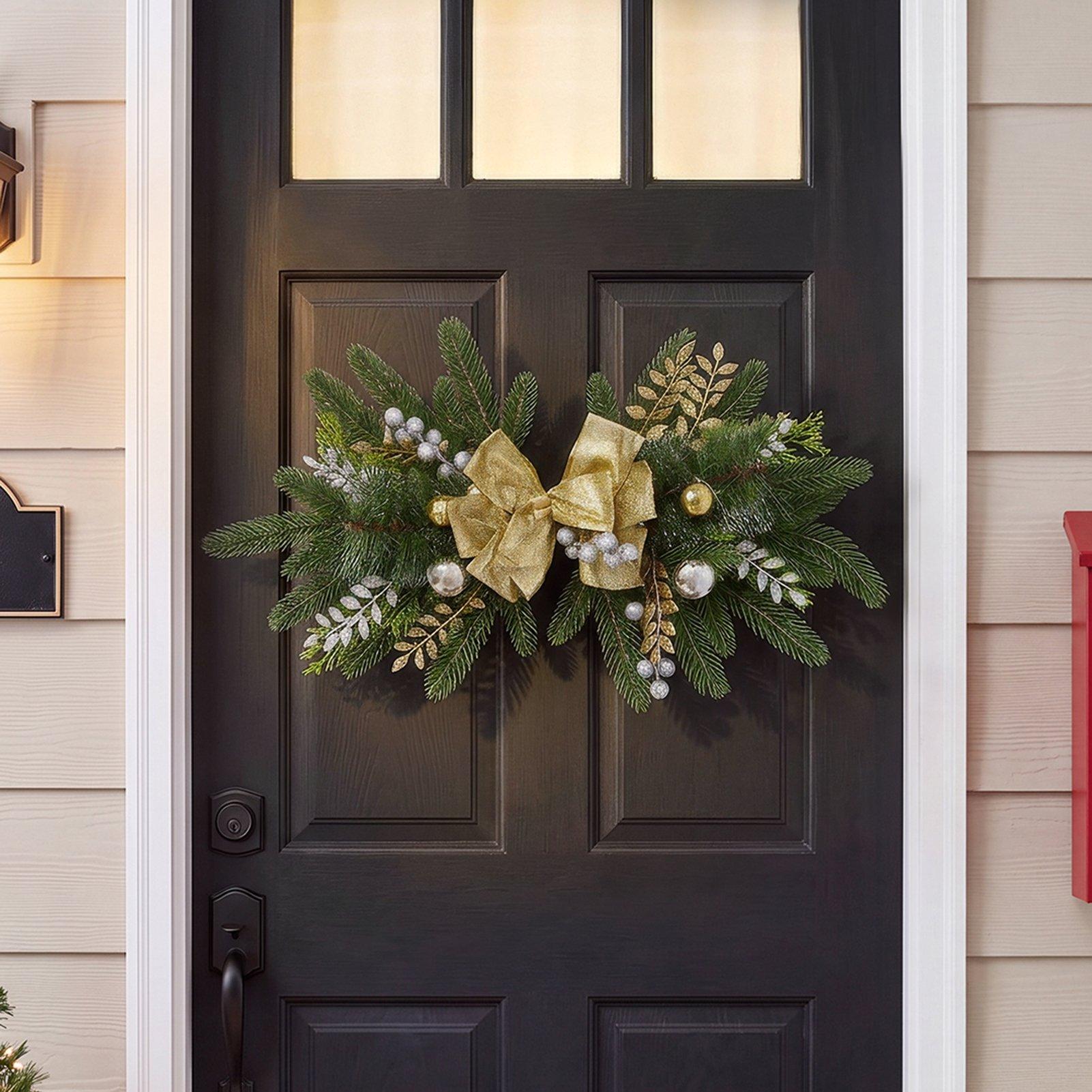 Gold - LIFE IDEAS - Christmas Wall Hanging Decoration Swag - 1