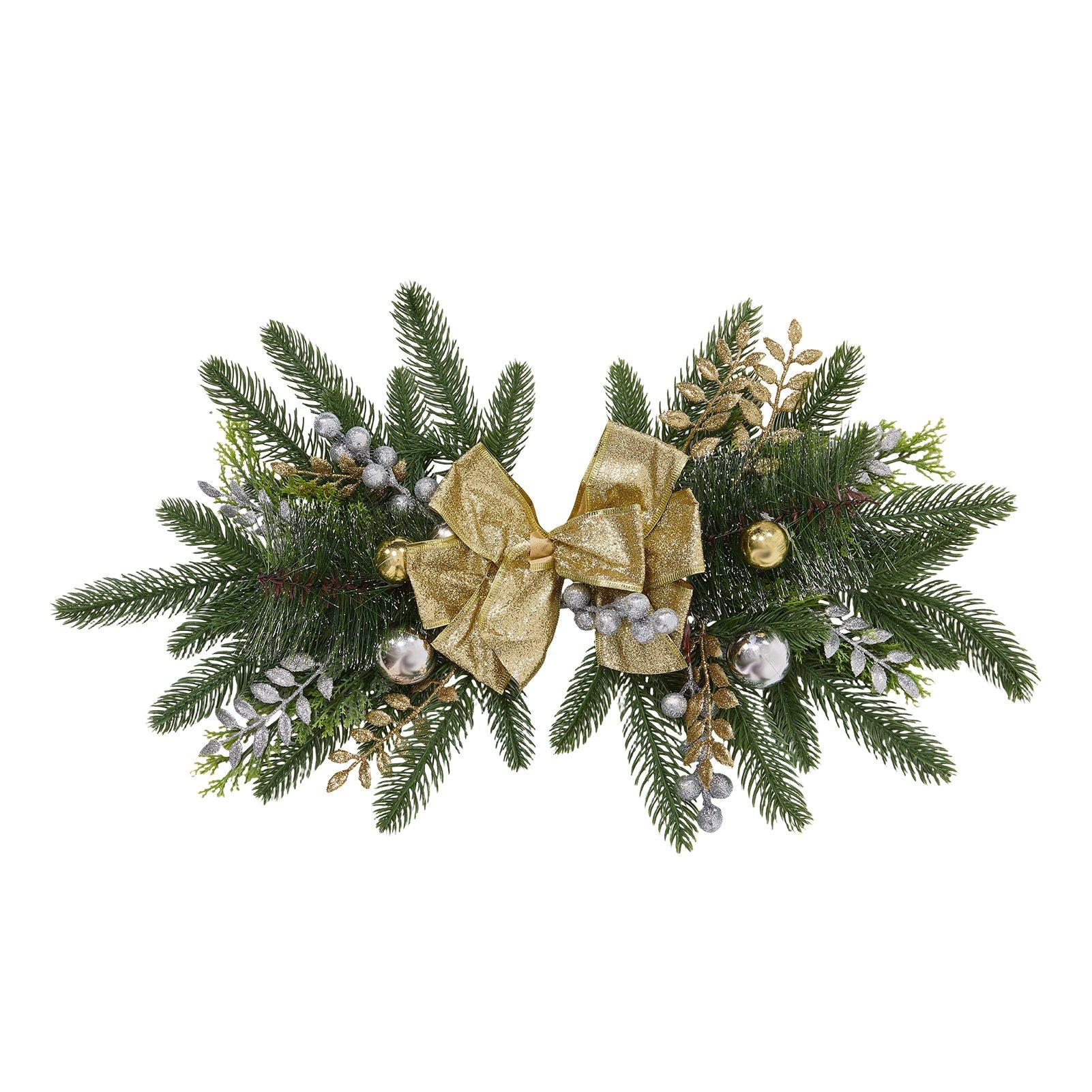 Gold - LIFE IDEAS - Christmas Wall Hanging Decoration Swag - 3