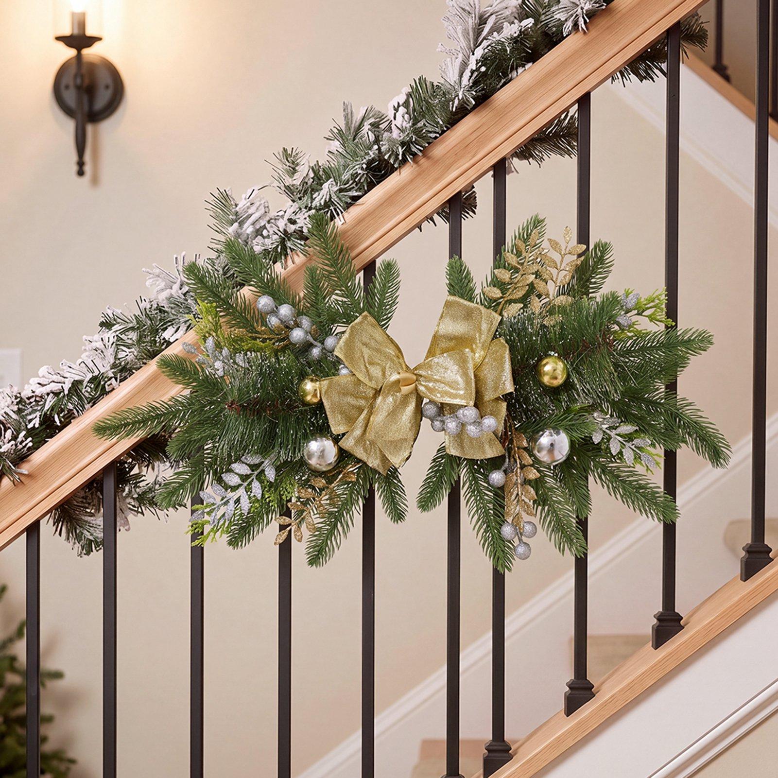 Gold - LIFE IDEAS - Christmas Wall Hanging Decoration Swag - 10