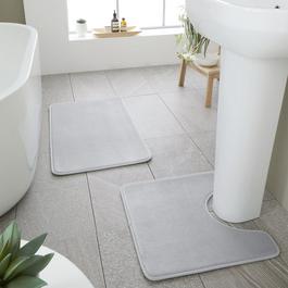 Catherine Lansfield Anti-Bacterial Memory Foam Bath & Pedestal Mat Set