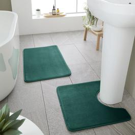 Catherine Lansfield Anti-Bacterial Memory Foam Bath & Pedestal Mat Set