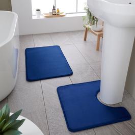 Catherine Lansfield Anti-Bacterial Memory Foam Bath & Pedestal Mat Set