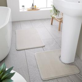 Catherine Lansfield Anti-Bacterial Memory Foam Bath & Pedestal Mat Set