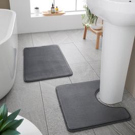 Catherine Lansfield Anti-Bacterial Memory Foam Bath & Pedestal Mat Set