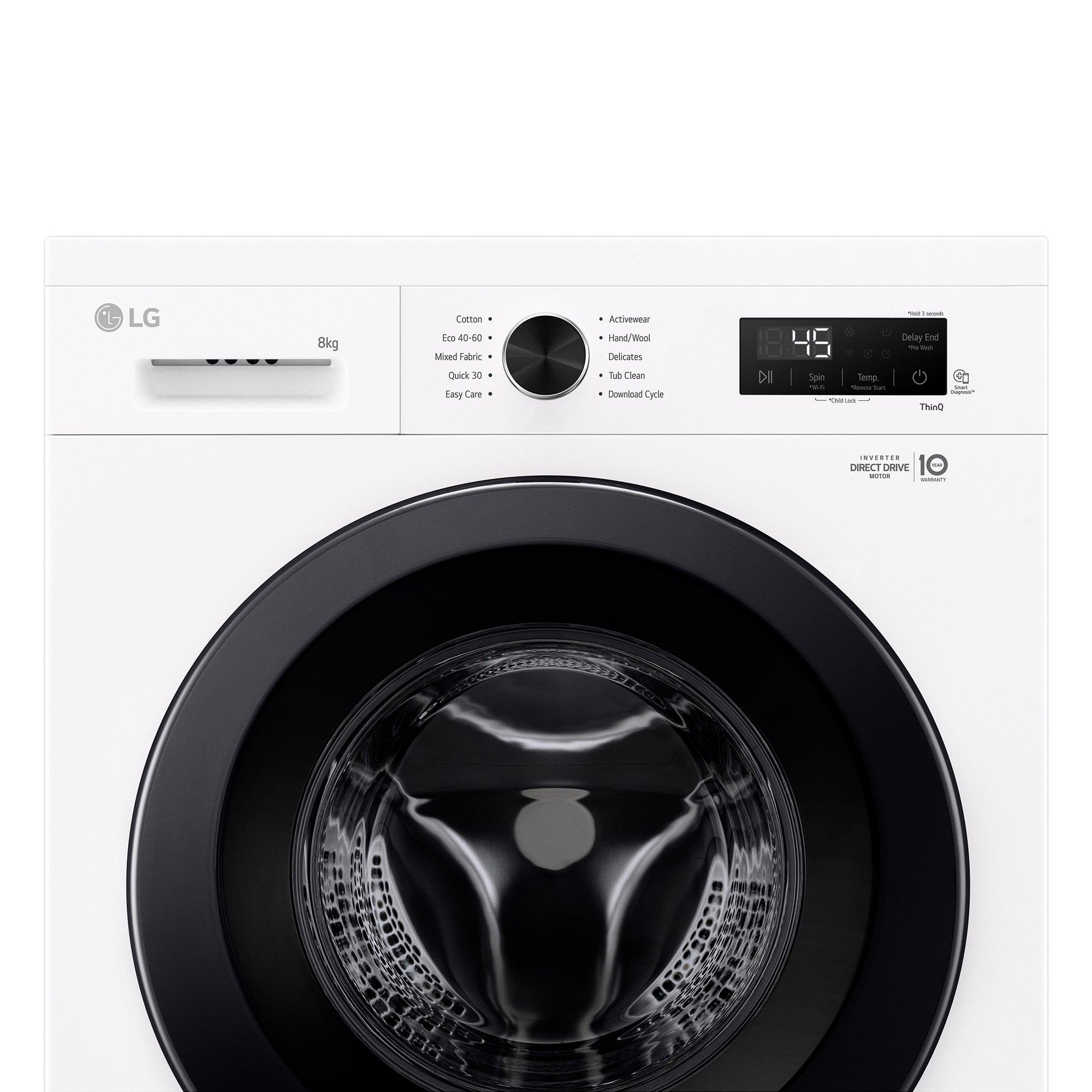 White - LG - X10 Series Direct Drive™ 8kg Washing Machine - 4